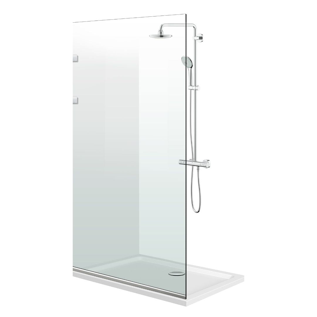 Paravento doccia walk-in Aqua Elegance ® INOX, ferramenta completamente in acciaio inox, vetro chiaro, temperato