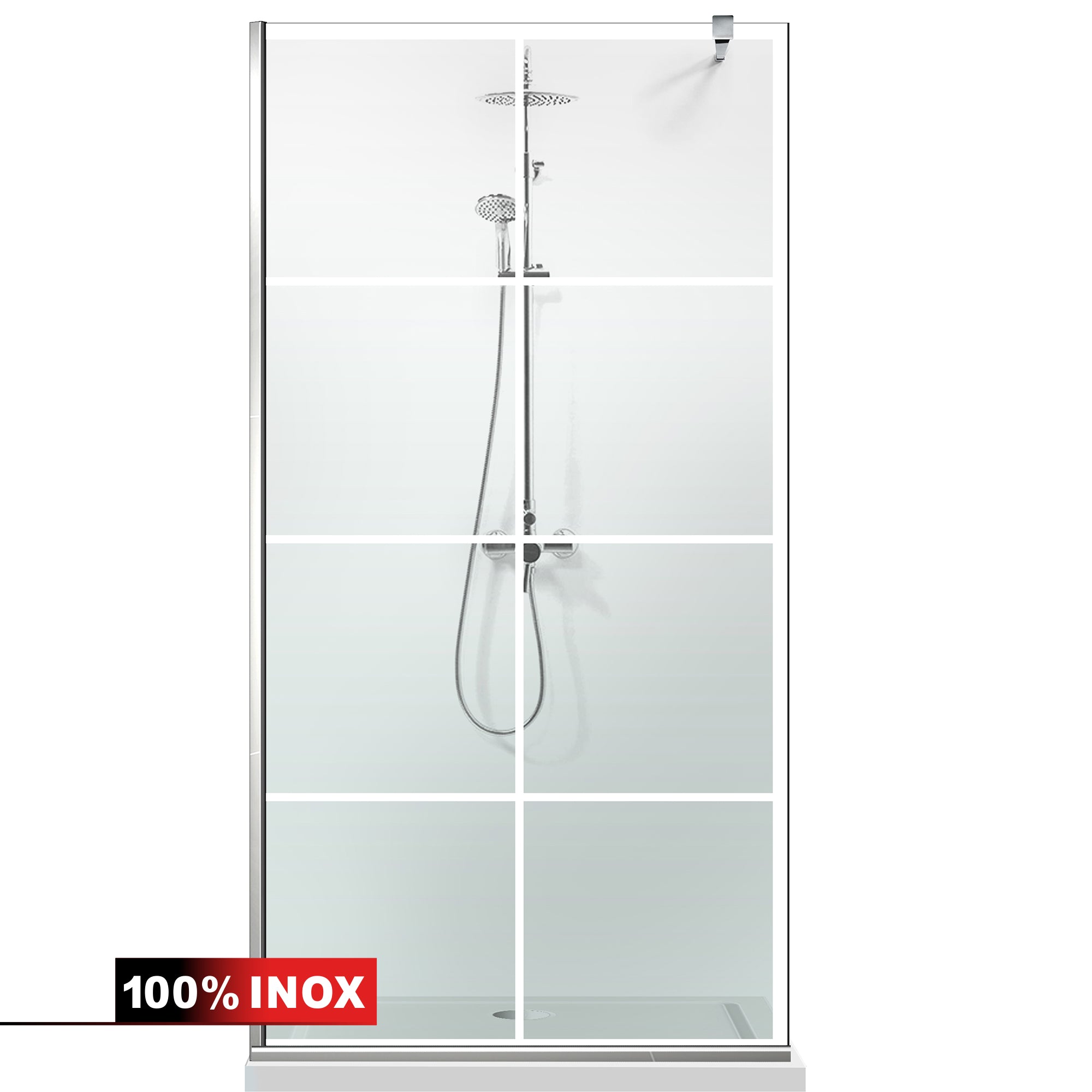 Paravan dus Walk-in, Perete dus Inox, #Clara