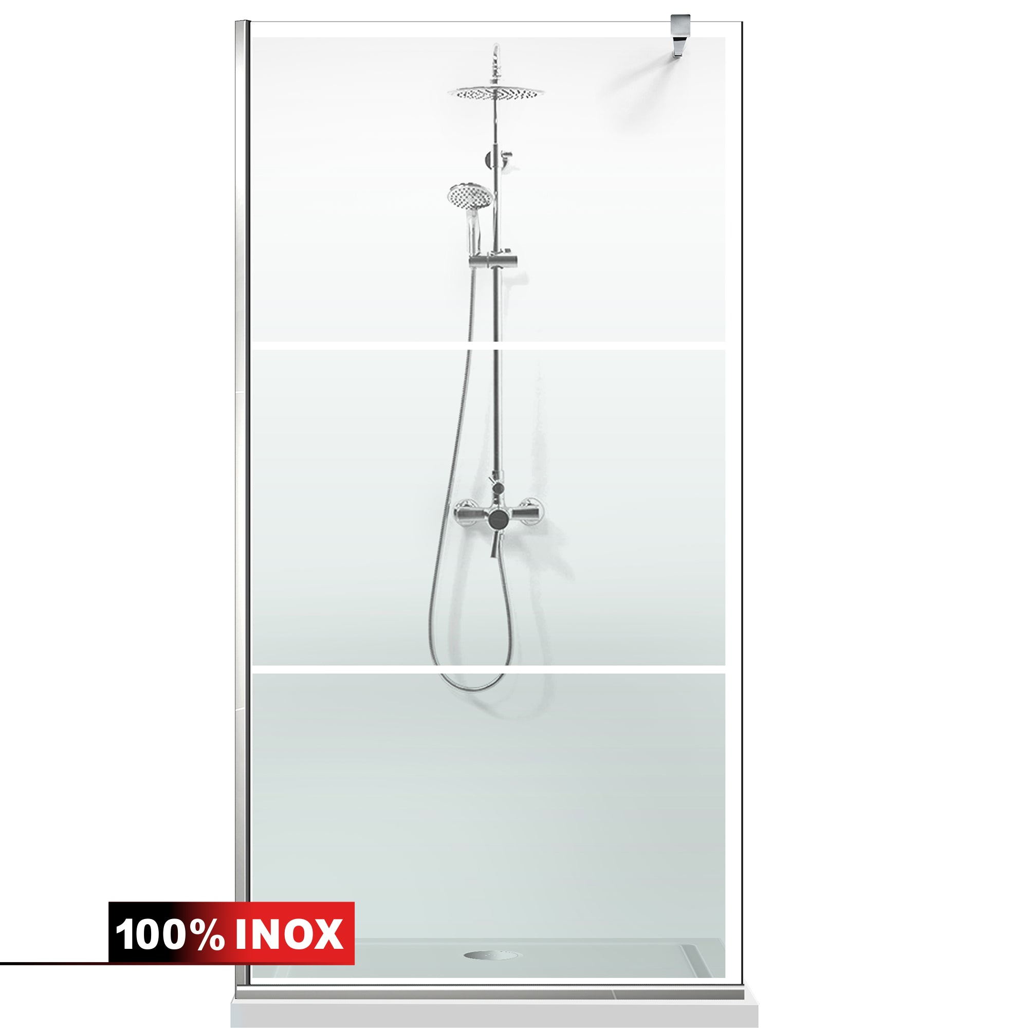 Paravan dus Walk-in, Perete dus Inox, #Clara