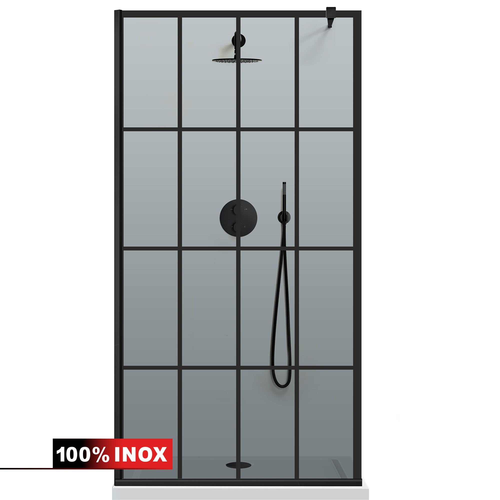Paravan dus Walk-in, Perete dus Negru, #Gri #Szürke