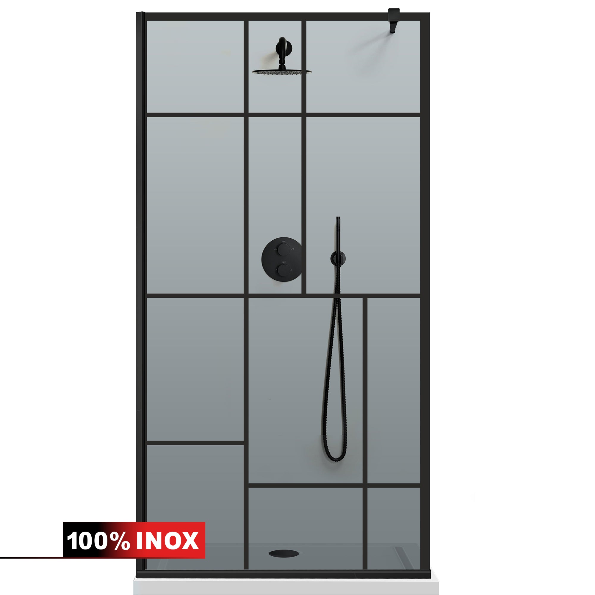 Paravan dus Walk-in, Perete dus Negru, #Gri #Szürke