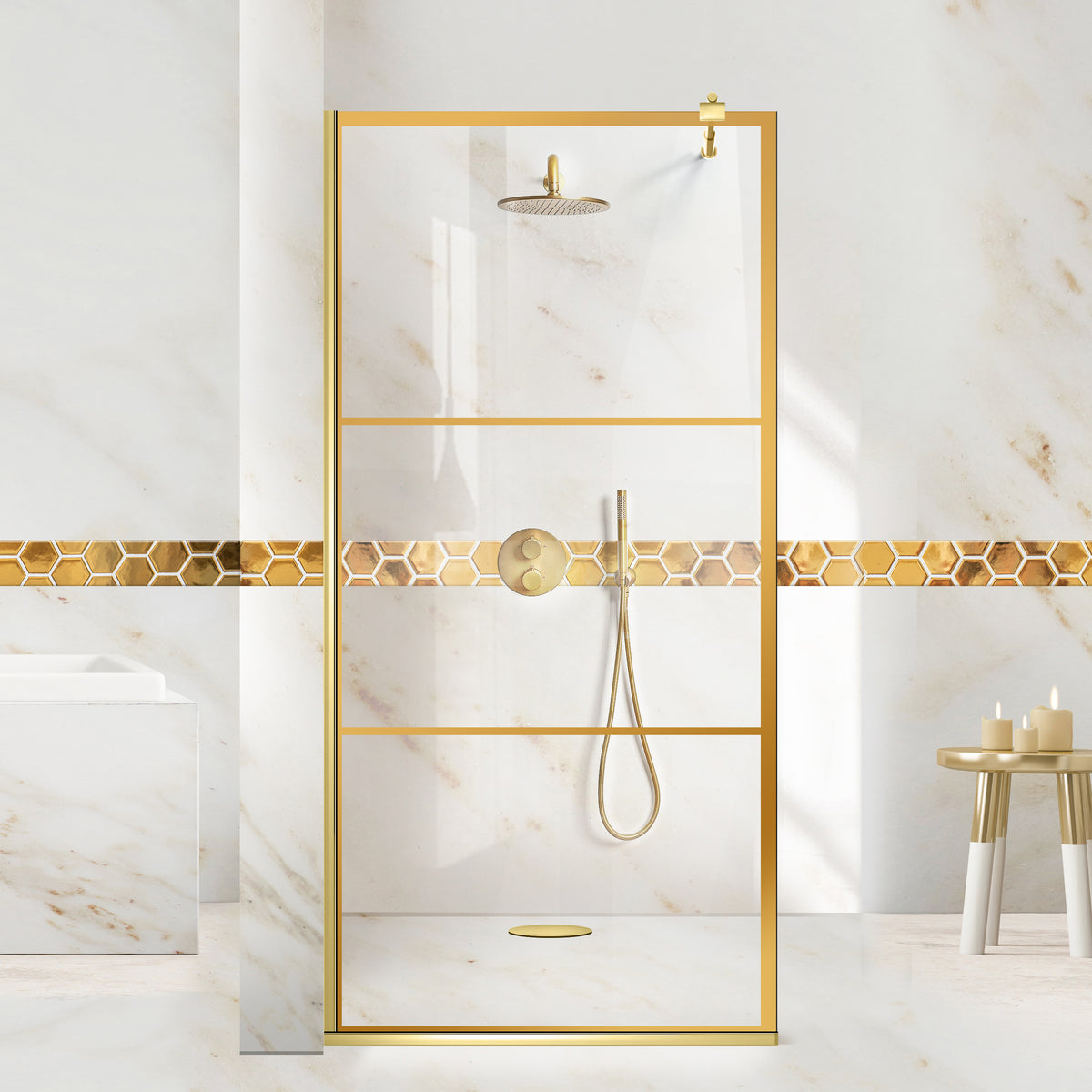Parois de Douche Walk-in, Parete doccia Oro, #Trasparente