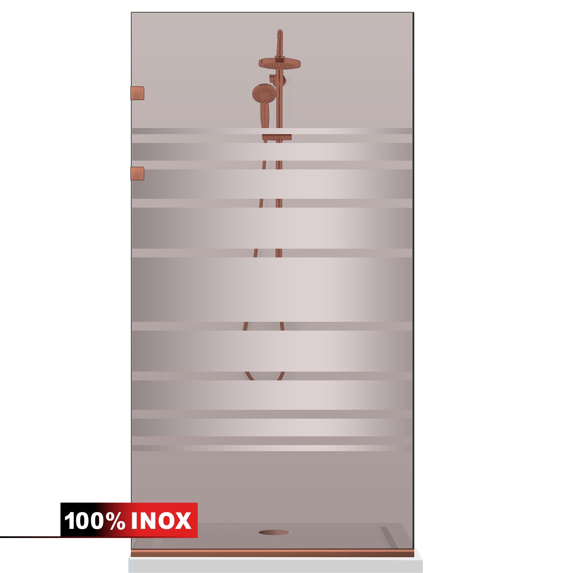 Paravan dus Walk-in, Perete dus Inox, cupru #Bronz