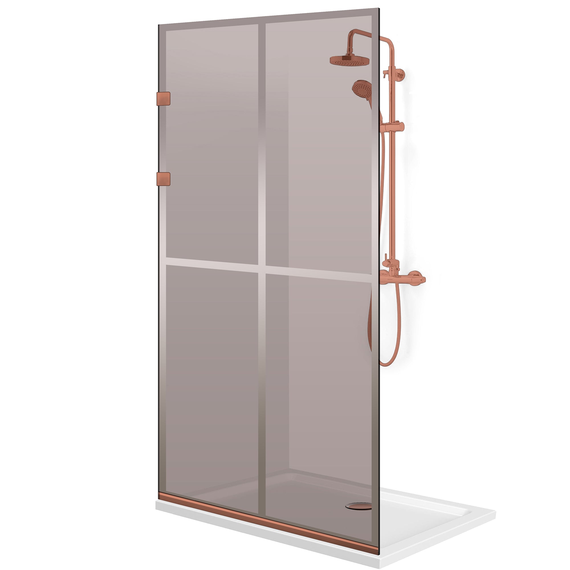 Paravan dus Walk-in, Perete dus Inox, cupru #Bronz