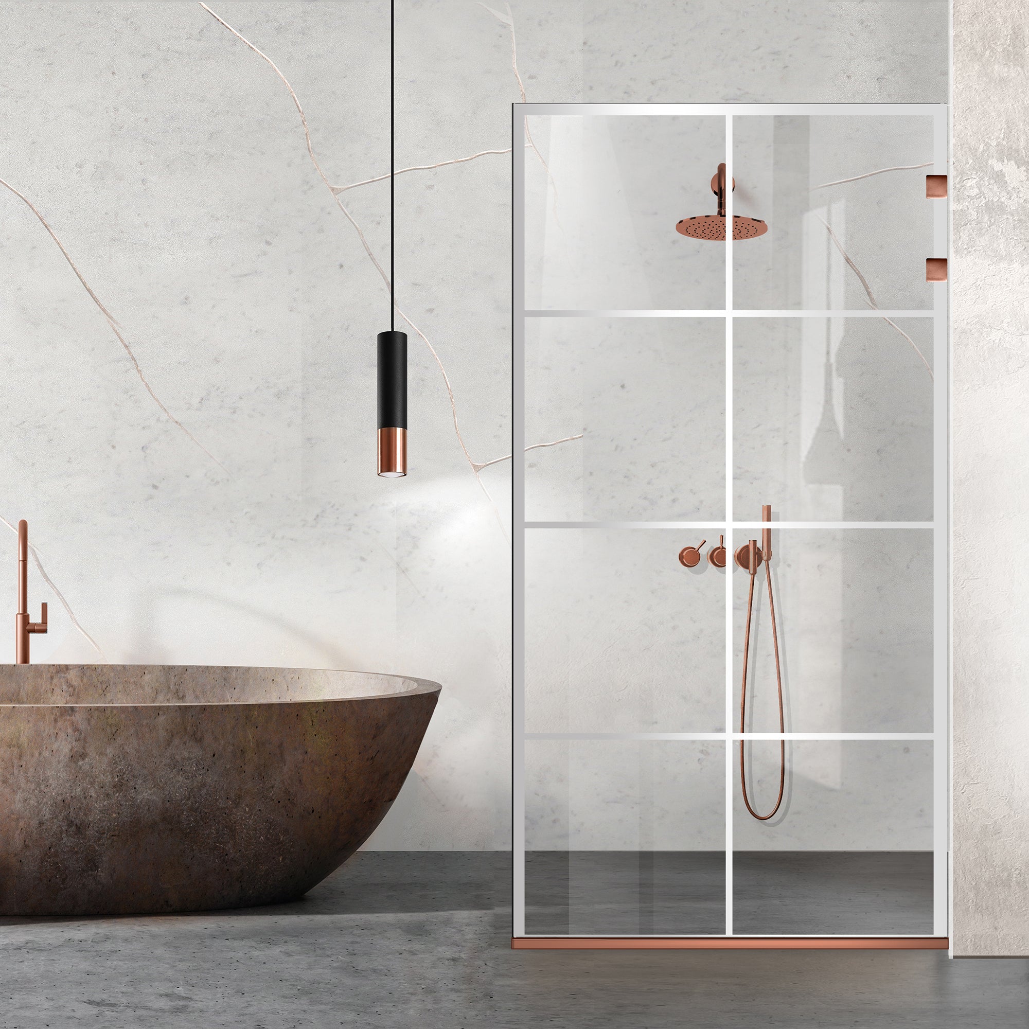 Paravan dus Walk-in, Perete dus Inox, negru mat, #Clara #Víztiszta