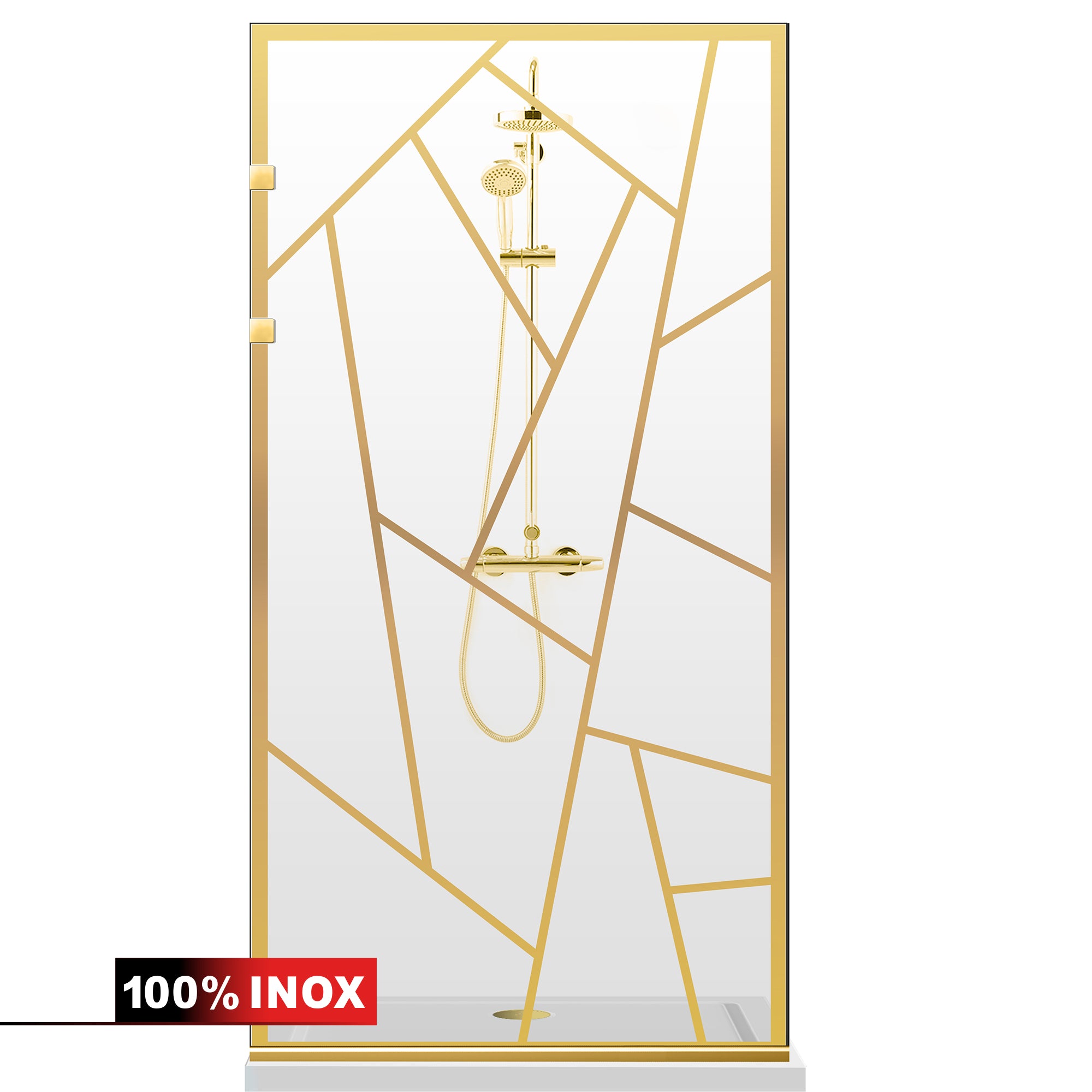 Paravan dus Walk-in, Perete dus Inox, auriu, #Clara #Víztiszta
