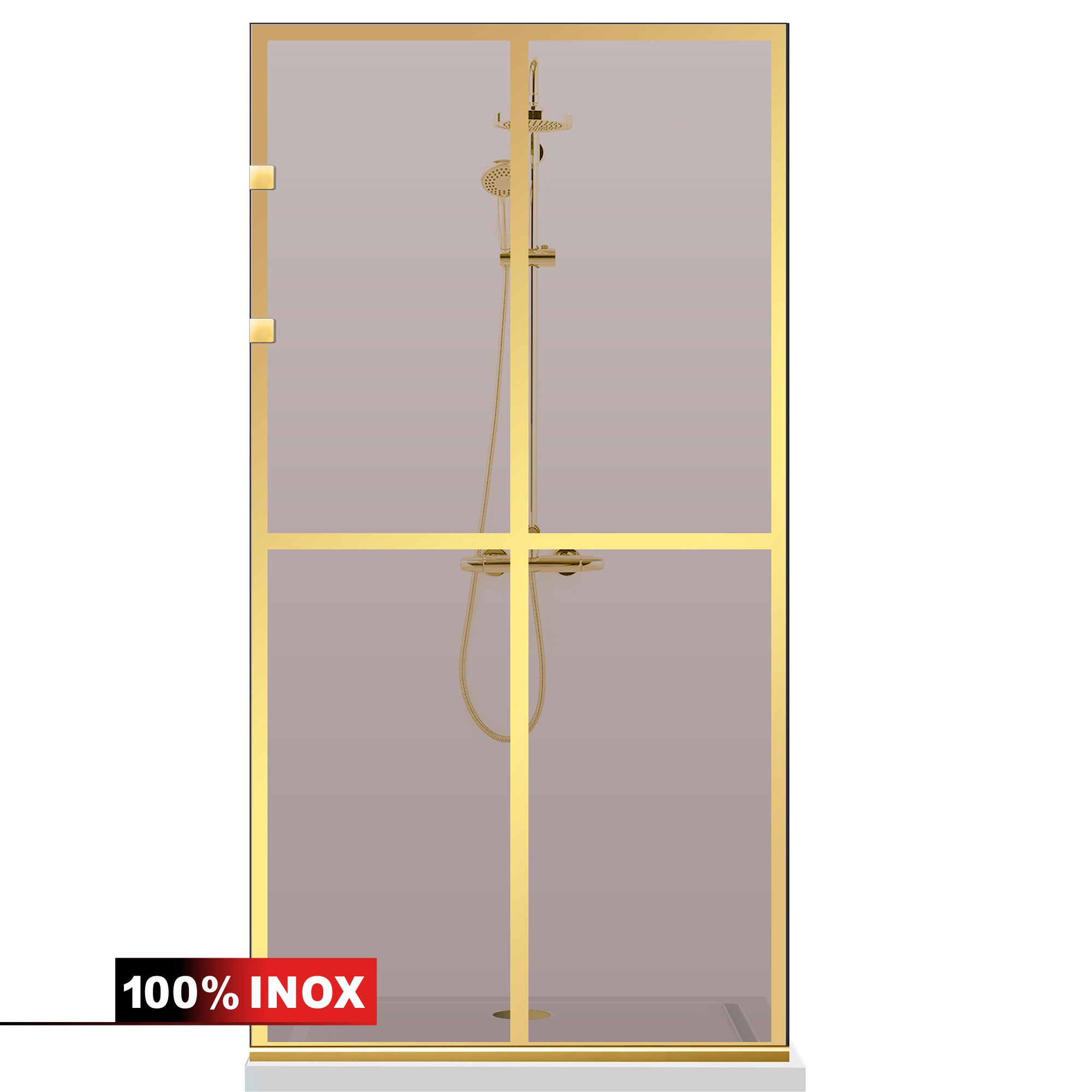 Paravan dus Walk-in, Perete dus Inox, auriu #Bronz