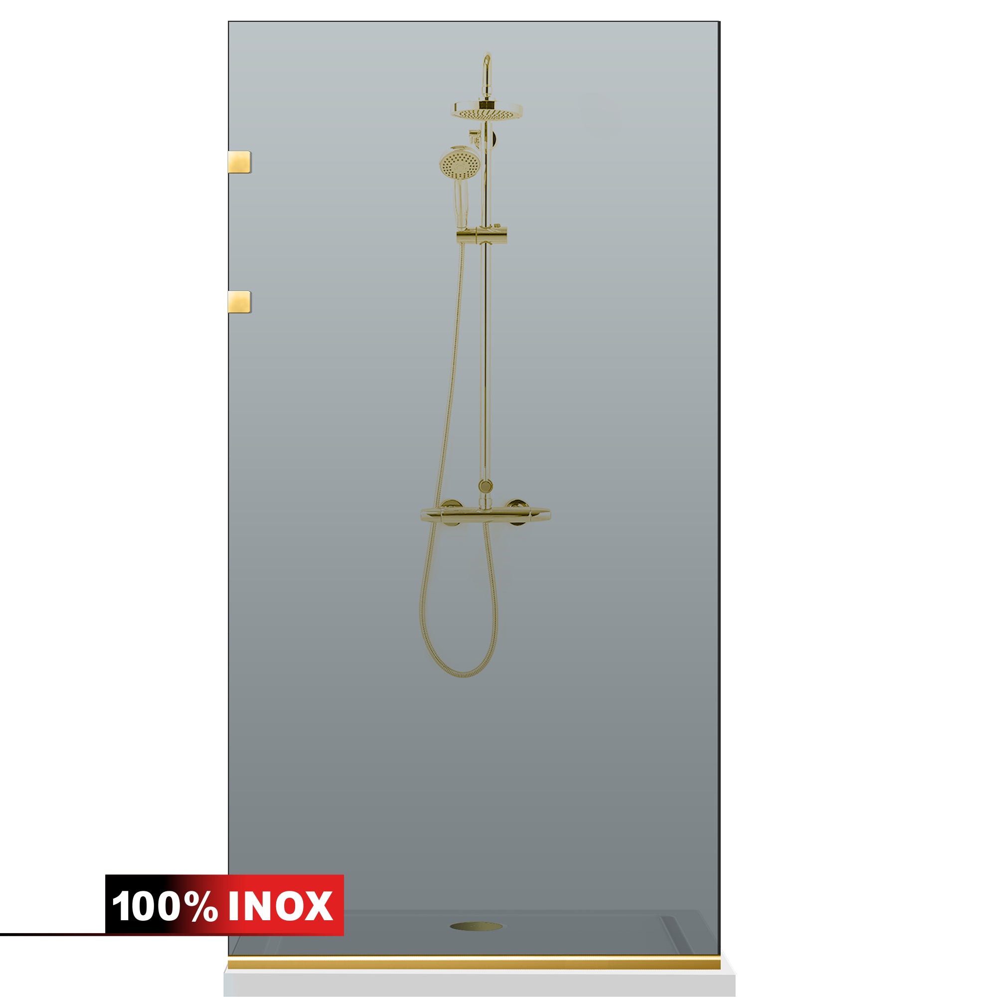 Paravan dus Walk-in, Perete dus Inox, auriu #Gri