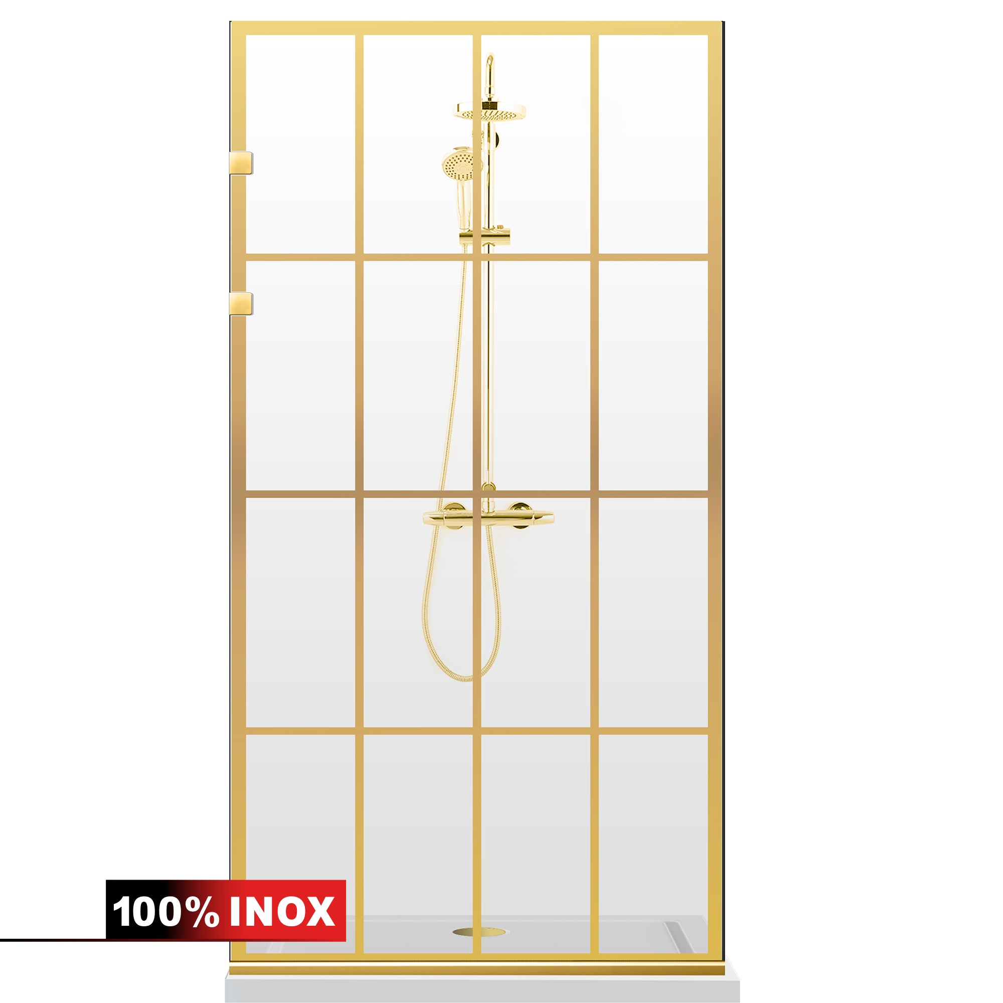 Paravan dus Walk-in, Perete dus Inox, auriu, #Clara #Víztiszta