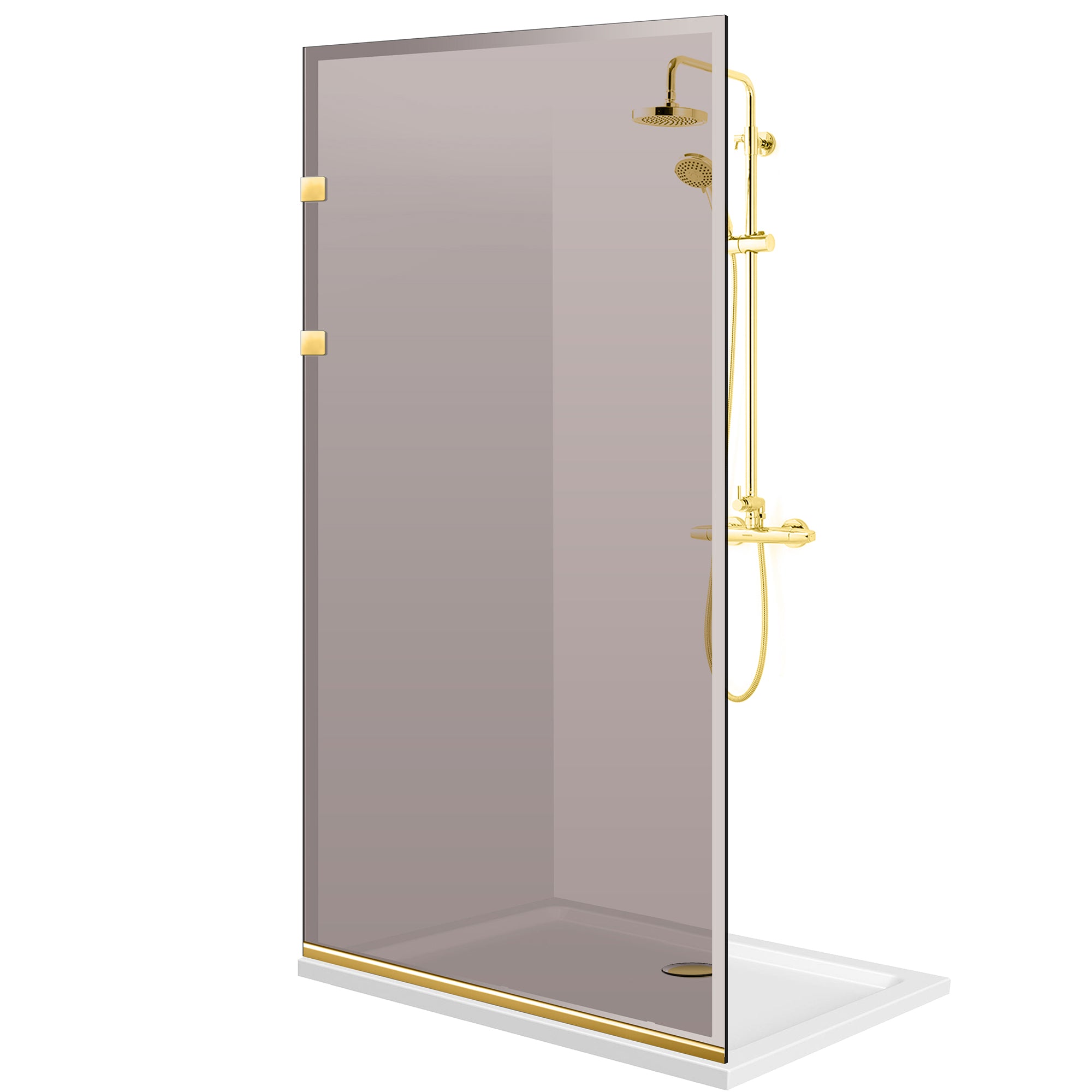 Paravan dus Walk-in, Perete dus Inox, auriu #Bronz
