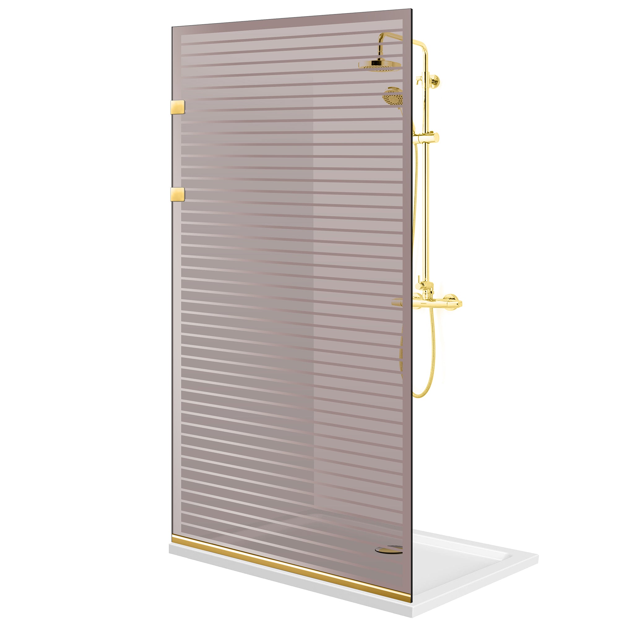 Paravan dus Walk-in, Perete dus Inox, auriu #Bronz