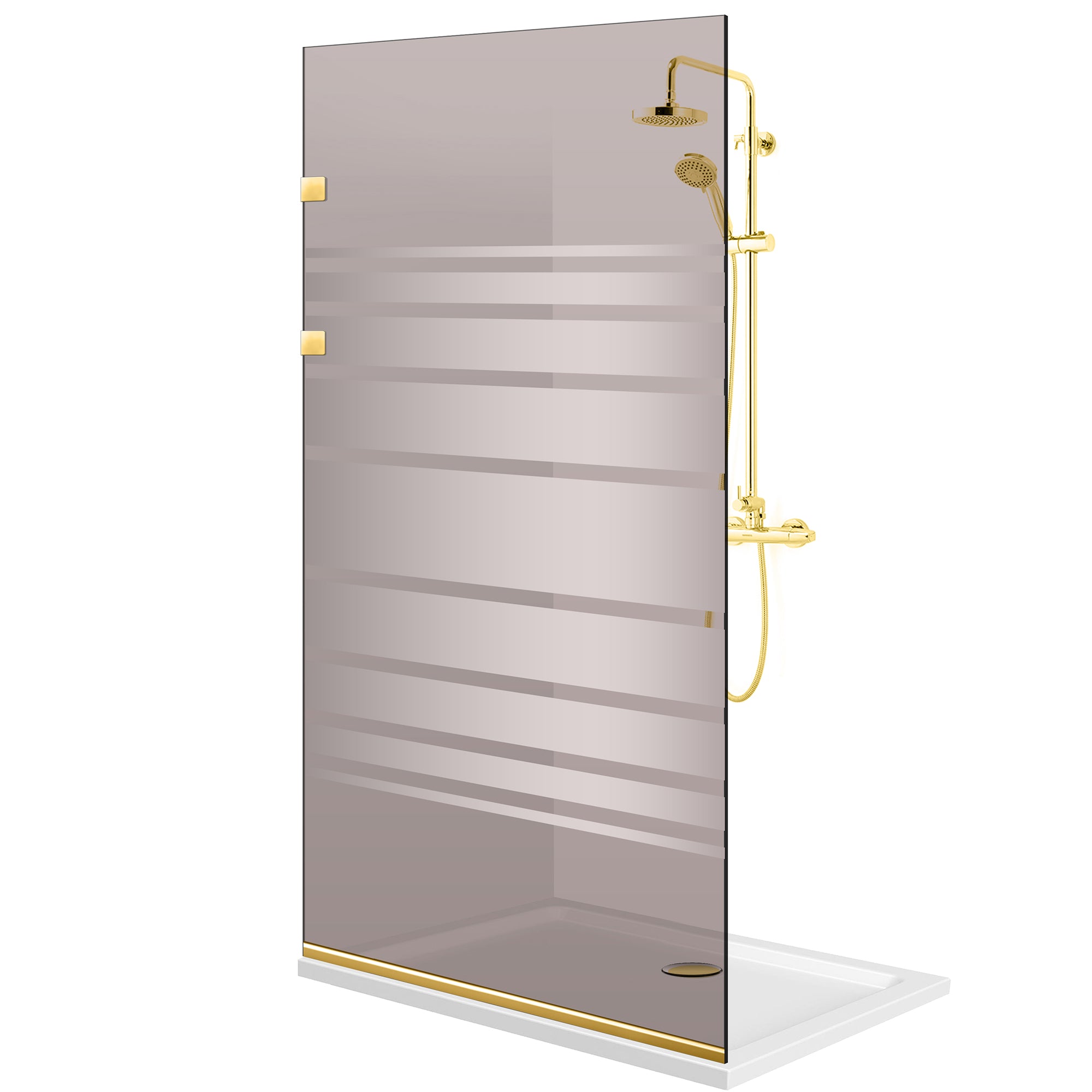 Paravan dus Walk-in, Perete dus Inox, auriu #Bronz