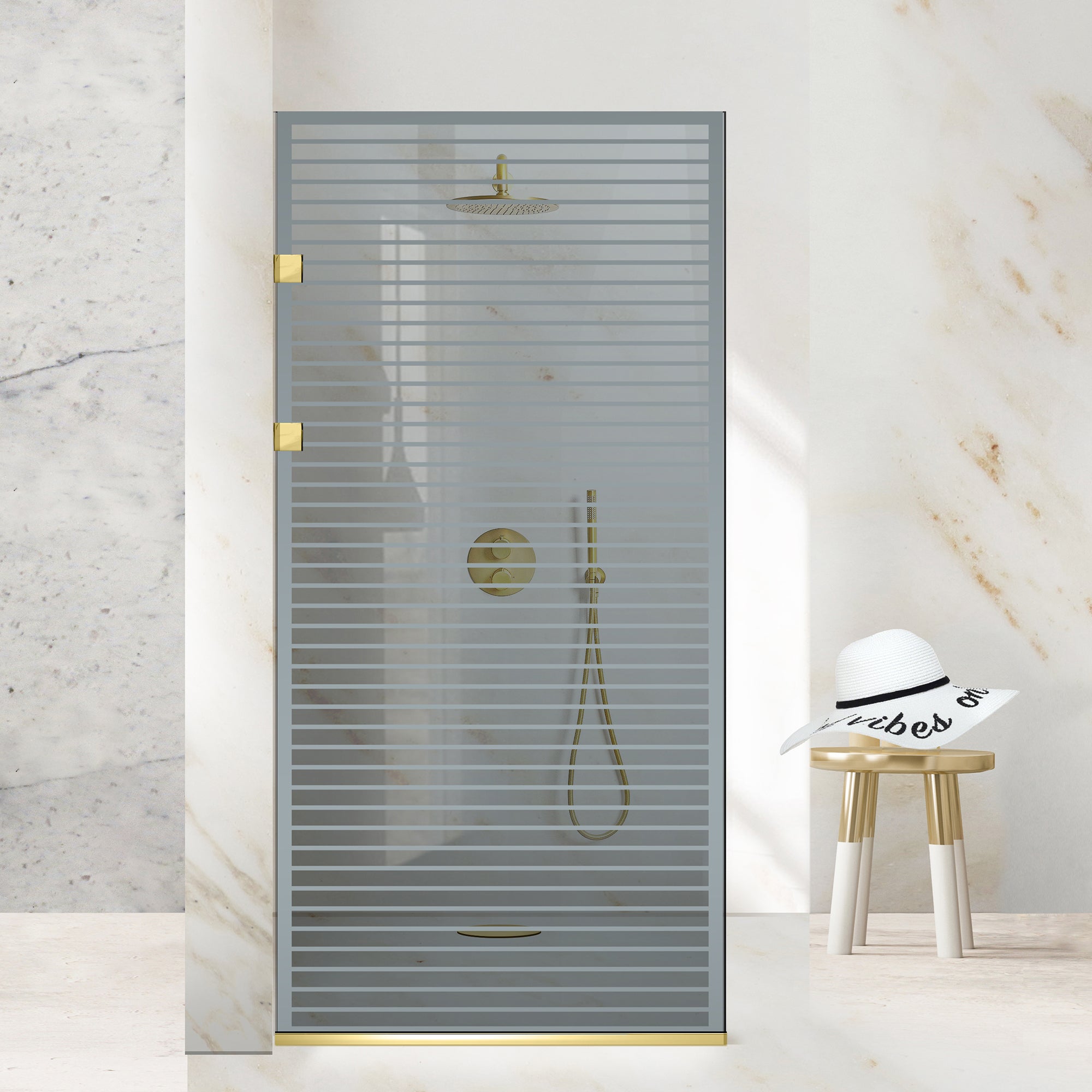 Parois de Douche Walk-in, paroi de douche en Acciaio inox, dorée #Grigio