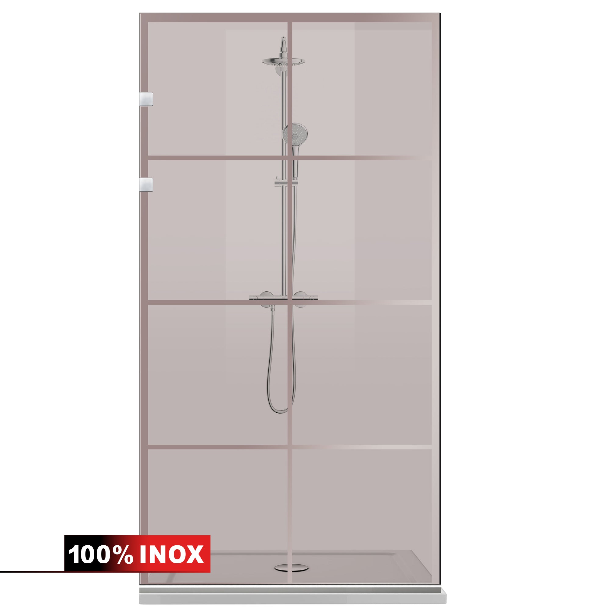 Paravan dus Walk-in, Perete dus Inox, #Bronz