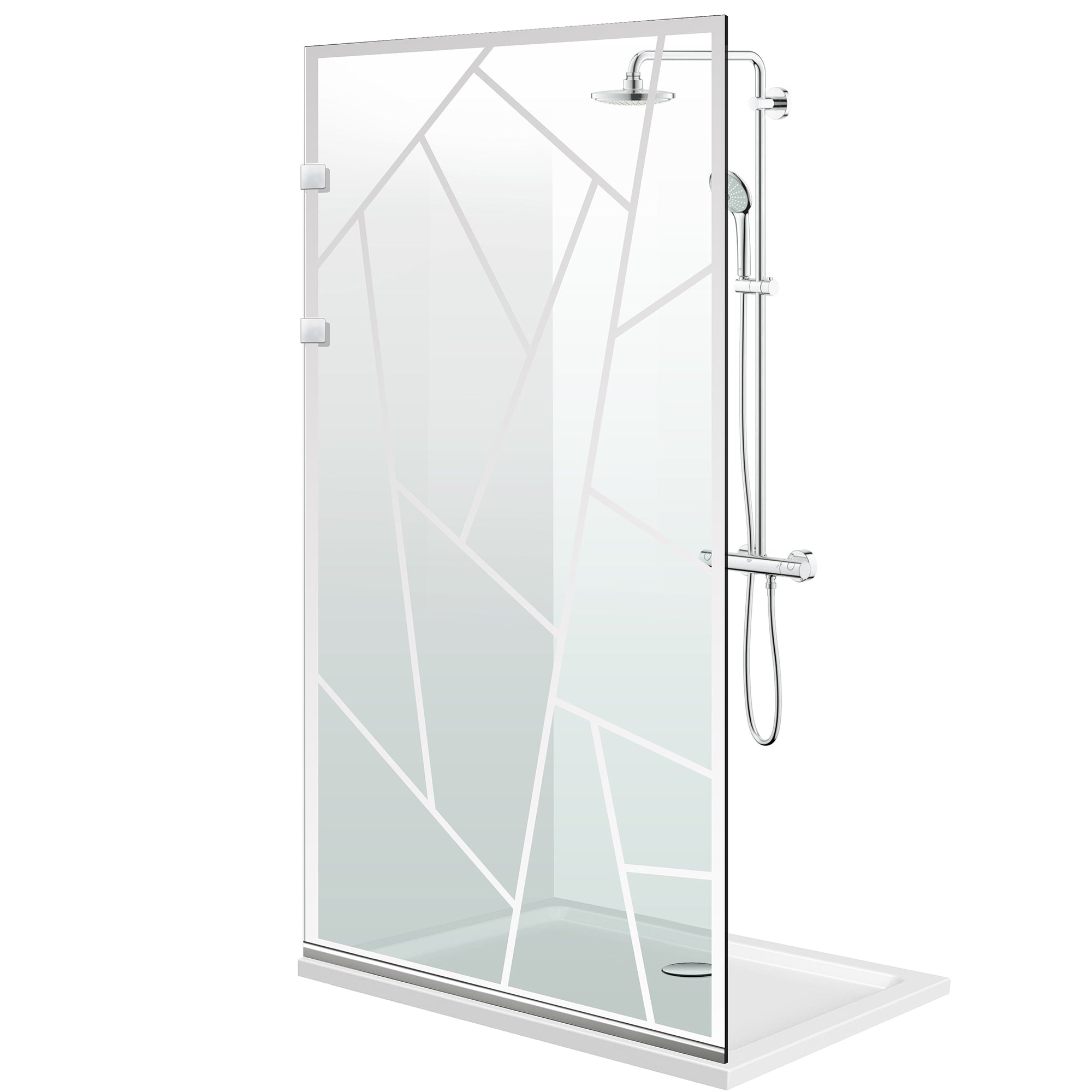 Paravento doccia walk-in Aqua Elegance ® INOX, modello Atlas incolore, ferramenta completamente in acciaio inox, vetro chiaro, temperato