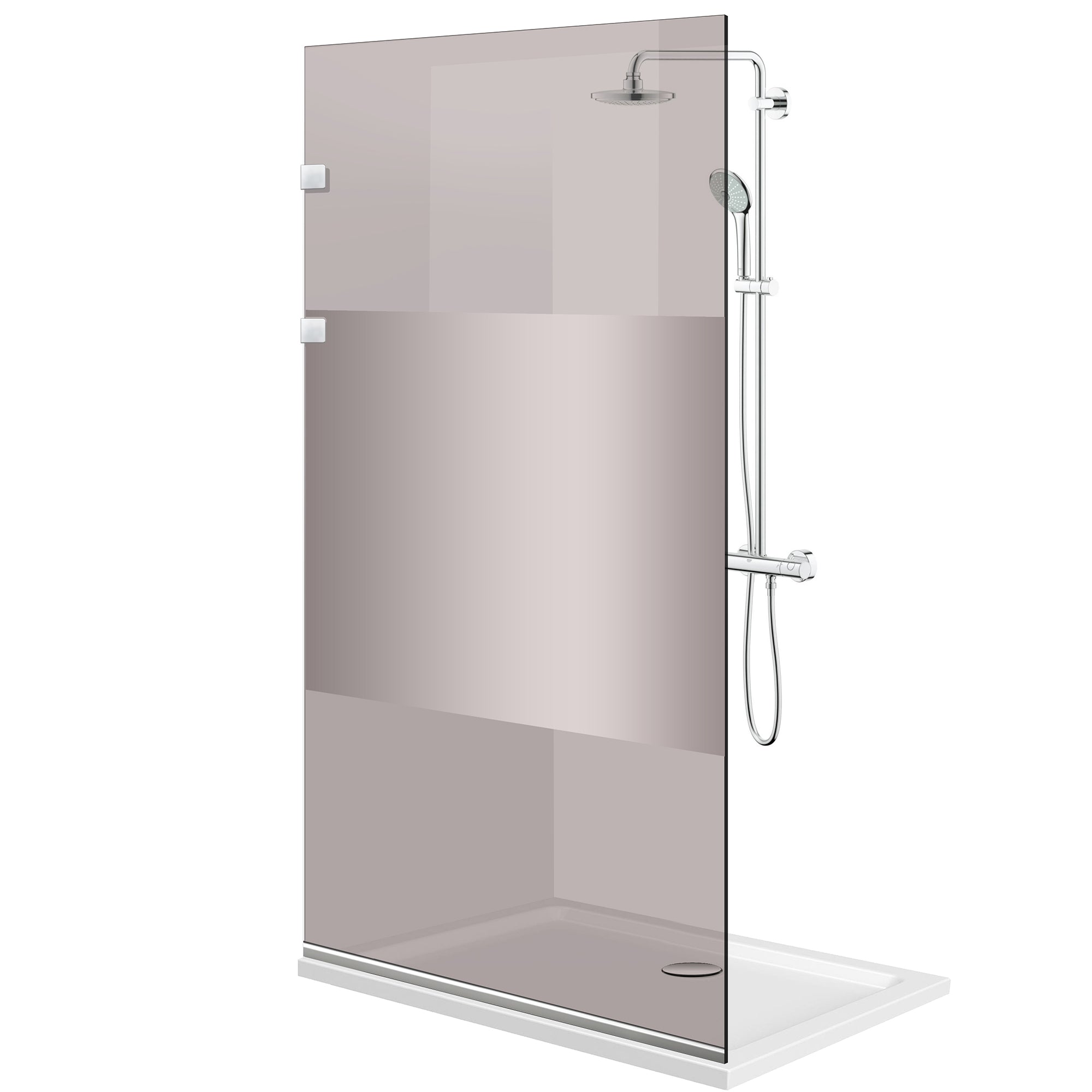 Paravan dus Walk-in, Perete dus Inox, #Bronz