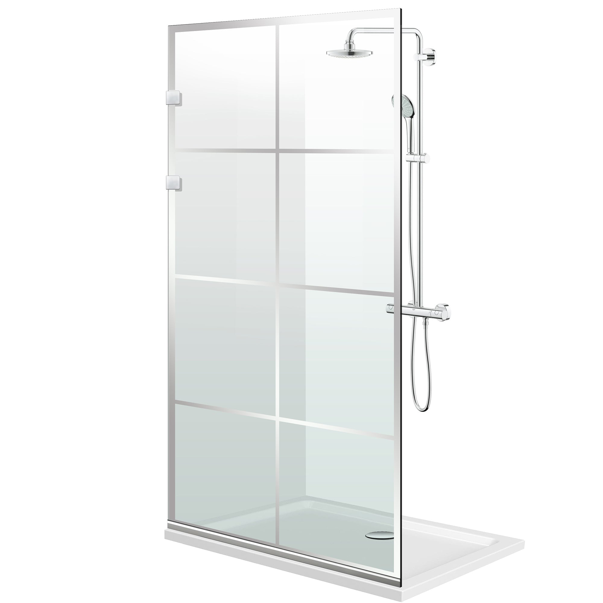 Paravento doccia walk-in Aqua Elegance ® INOX, modello Mode incolore, ferramenta completamente in acciaio inox, vetro chiaro, temperato