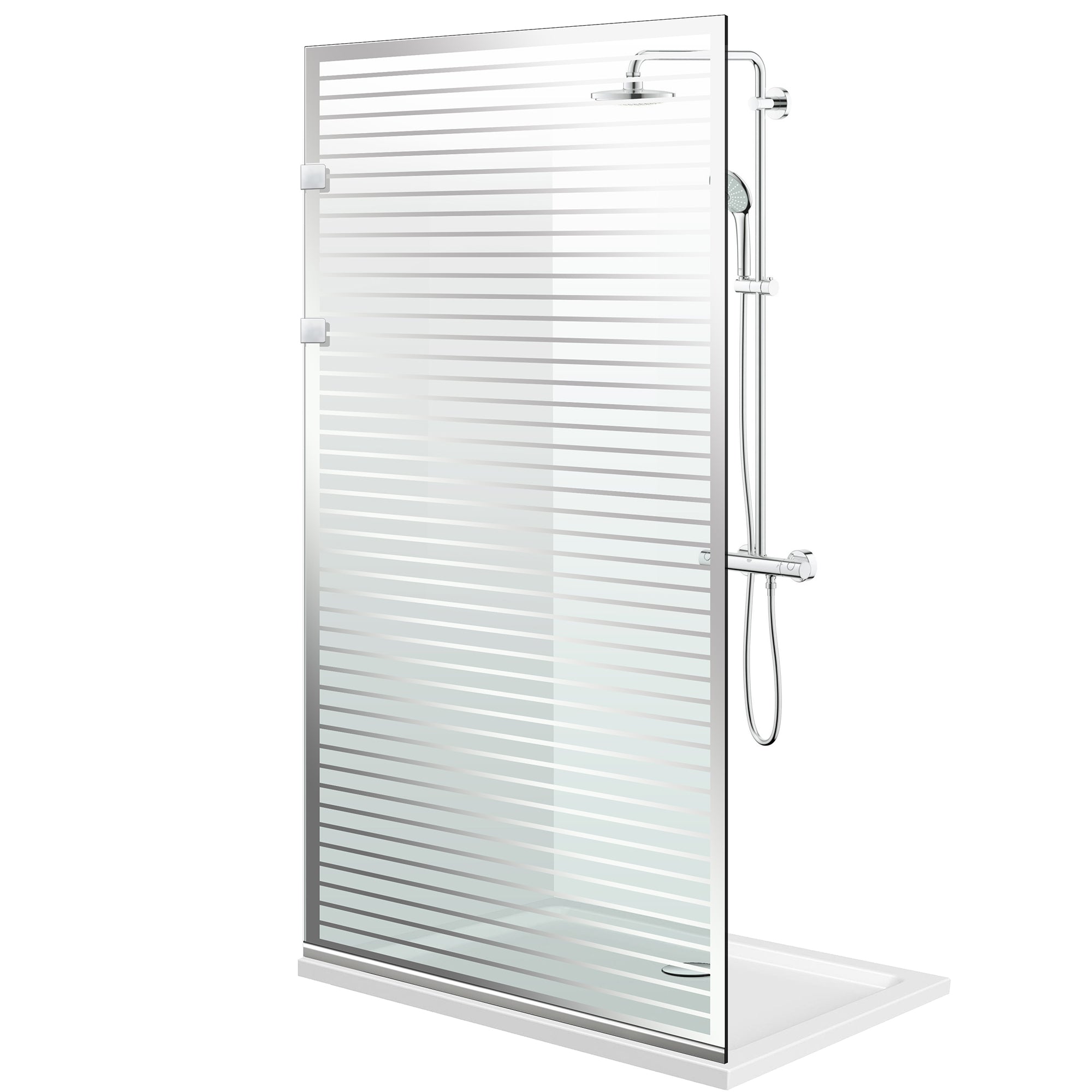 Paravento doccia walk-in Aqua Elegance ® INOX, modello Moris incolore, ferramenta completamente in acciaio inox, vetro chiaro, temperato