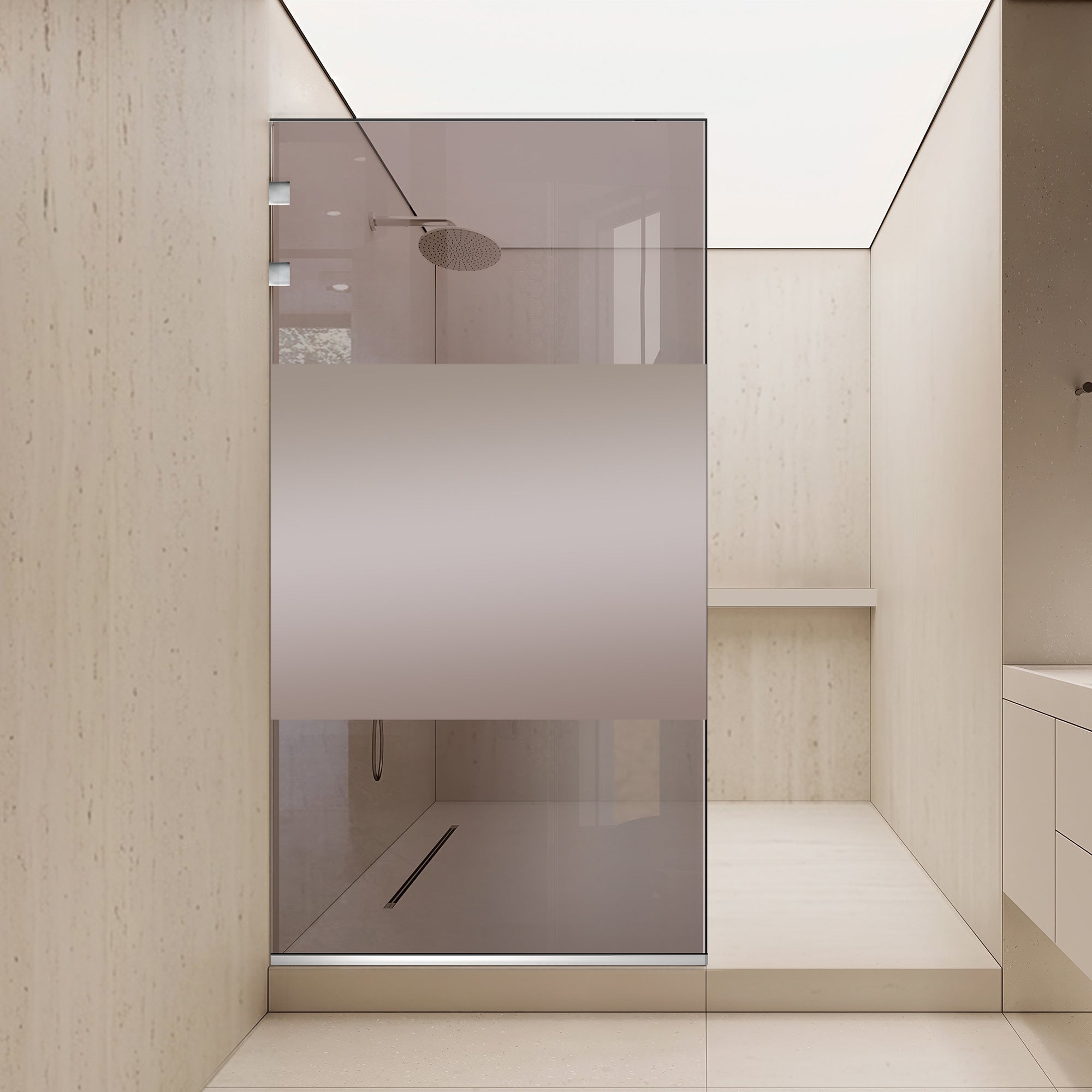 Paravan dus Walk-in, Perete dus Inox, #Bronz
