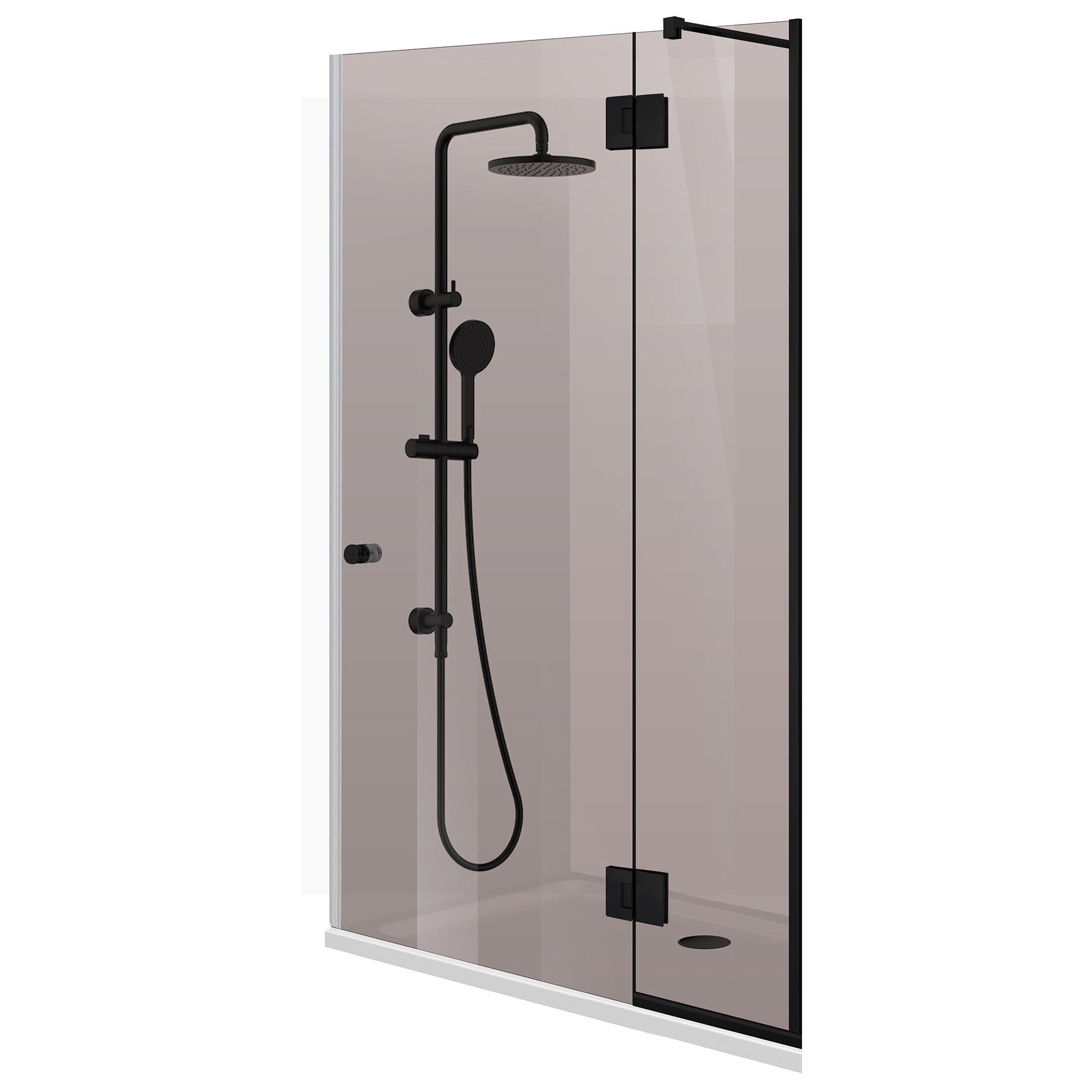 Porta doccia con parete fissa Aqua Line Plus ferramenta 100% INOX oro, barra regolabile, vetro temperato 6 mm