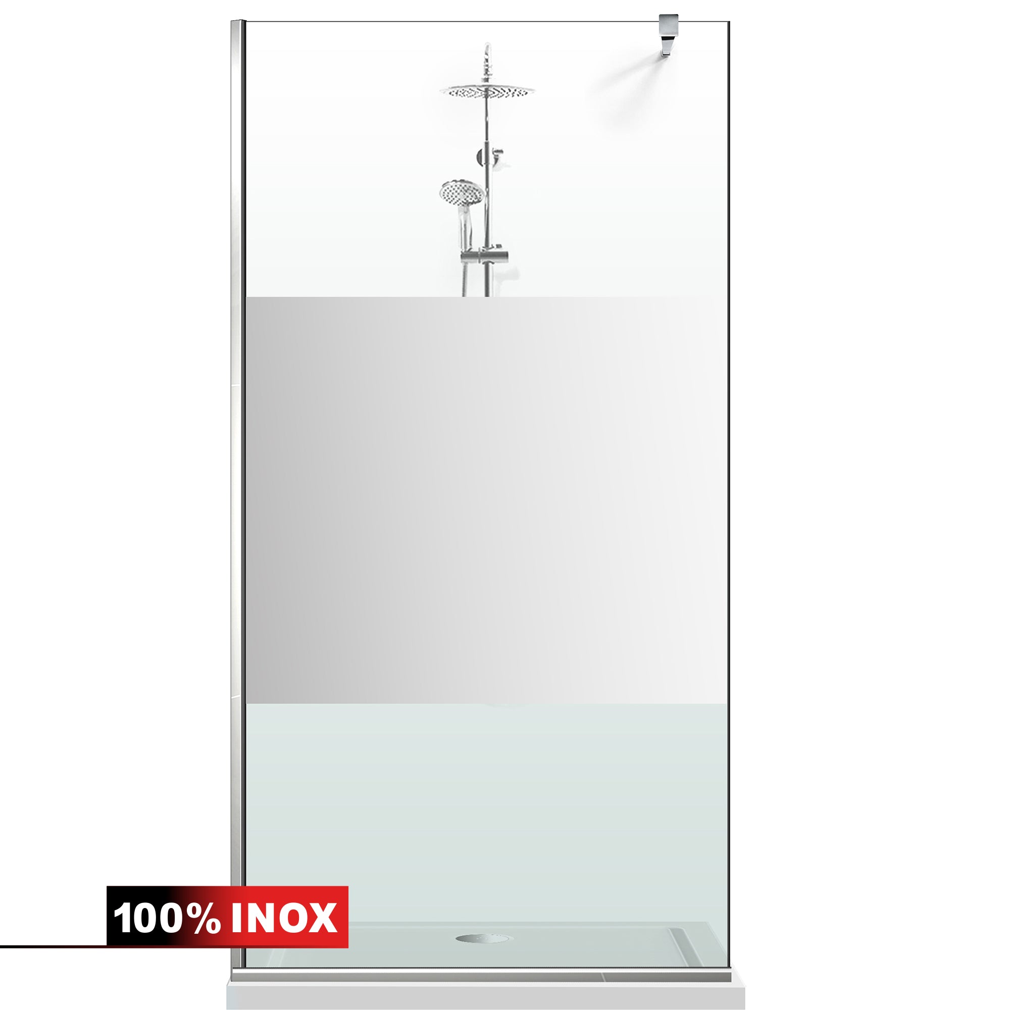 Paravan dus Walk-in, Perete dus Inox, #Clara #Víztiszta