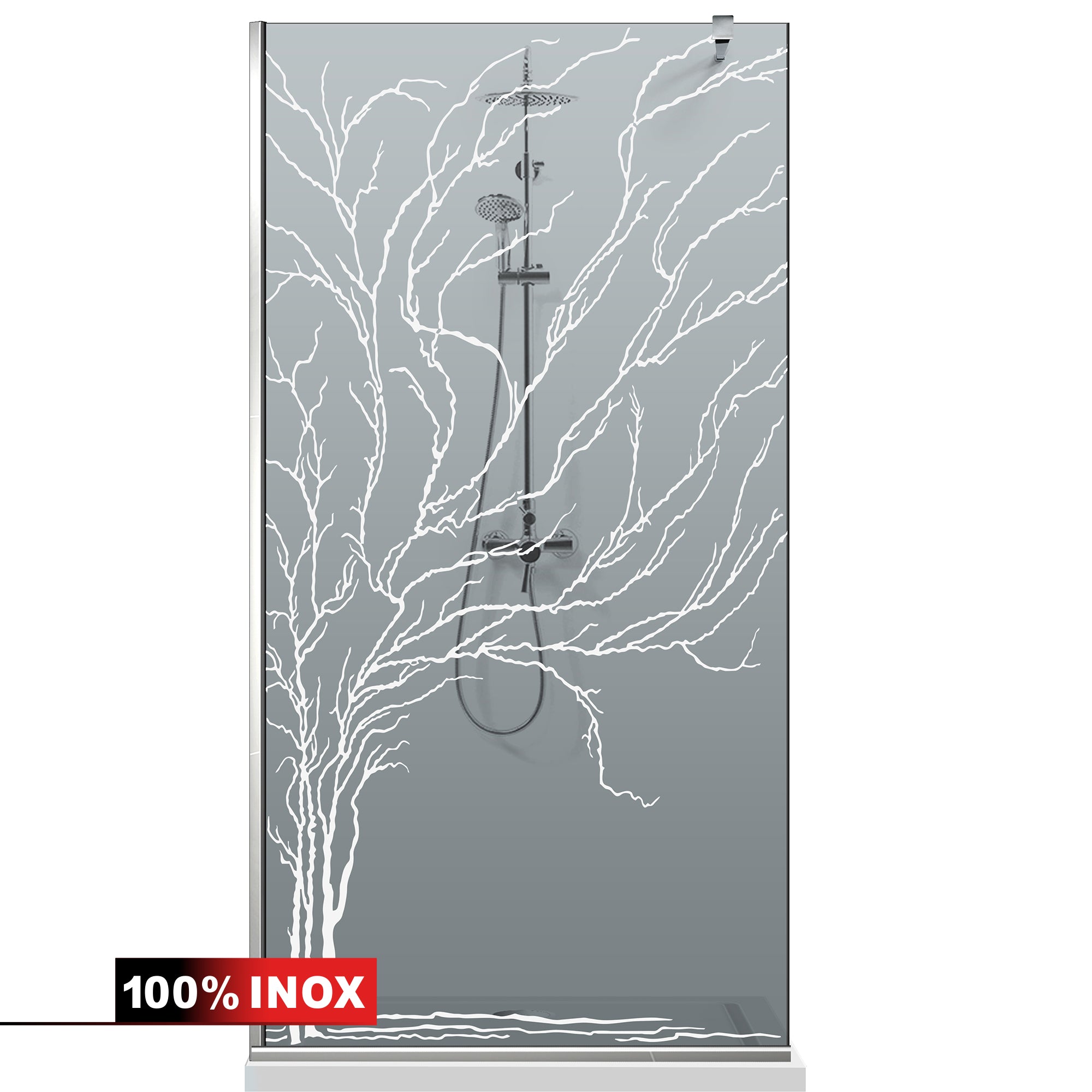 Paravan dus Walk-in, Perete dus Inox, #Gri #Szürke