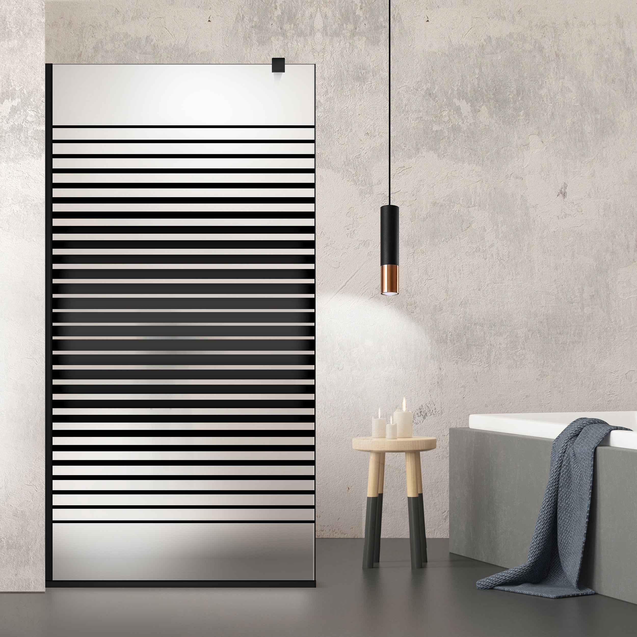 Paravan dus Walk-in, Perete dus Negru, #Mat #Matt