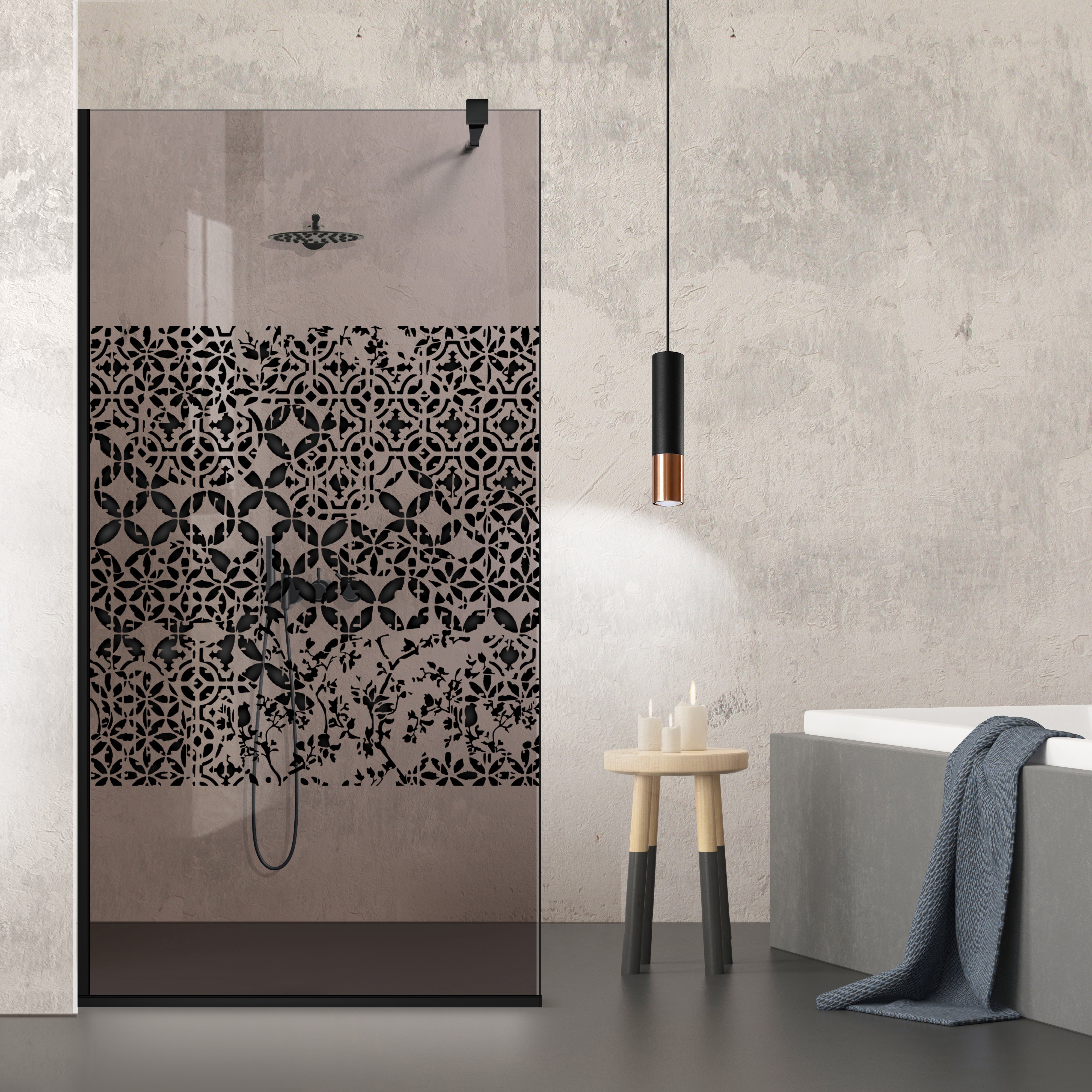 Paravan dus Walk-in, Perete dus Negru, #Bronz #Bronz