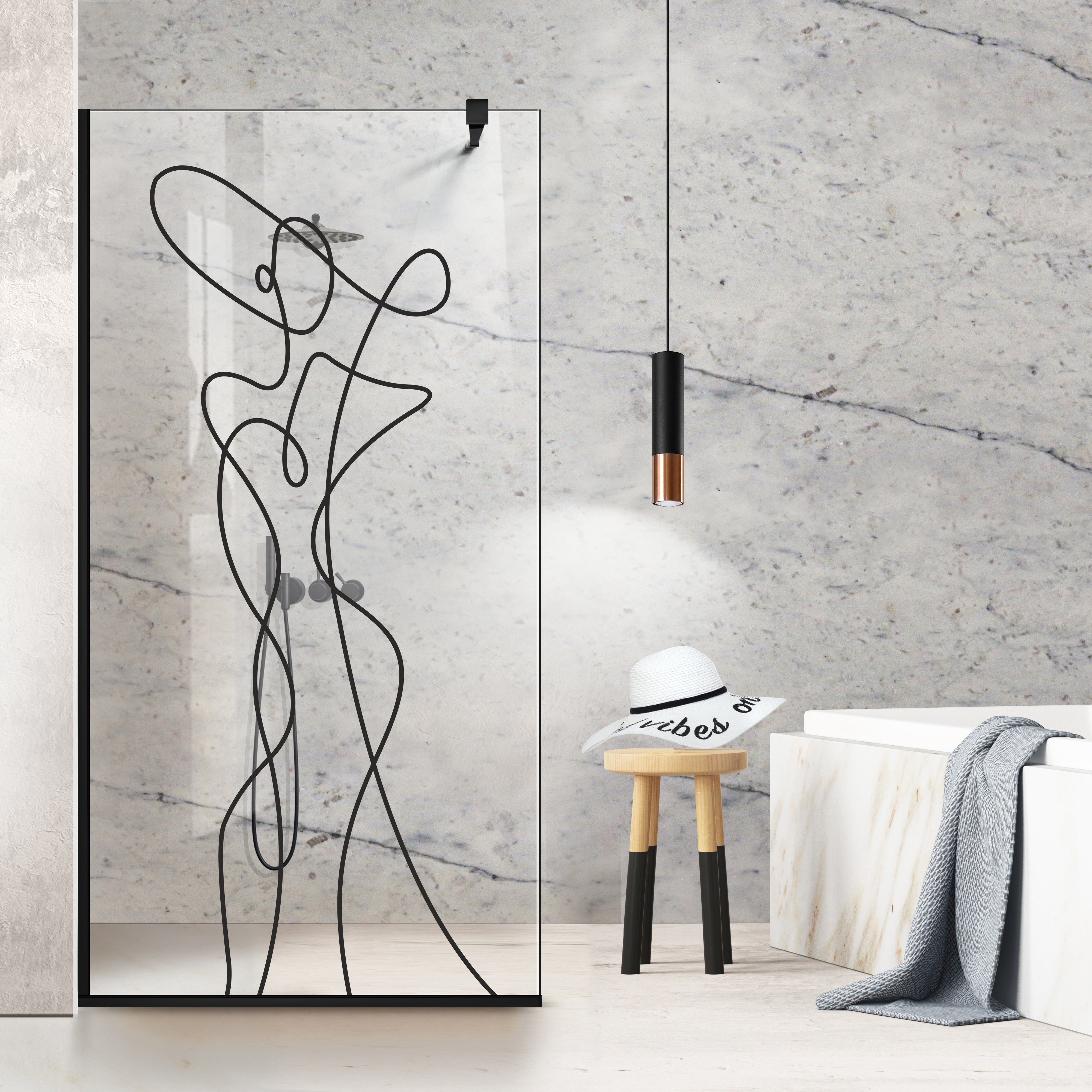 Paravan dus Walk-in, Perete dus Negru, #Clara #Víztiszta