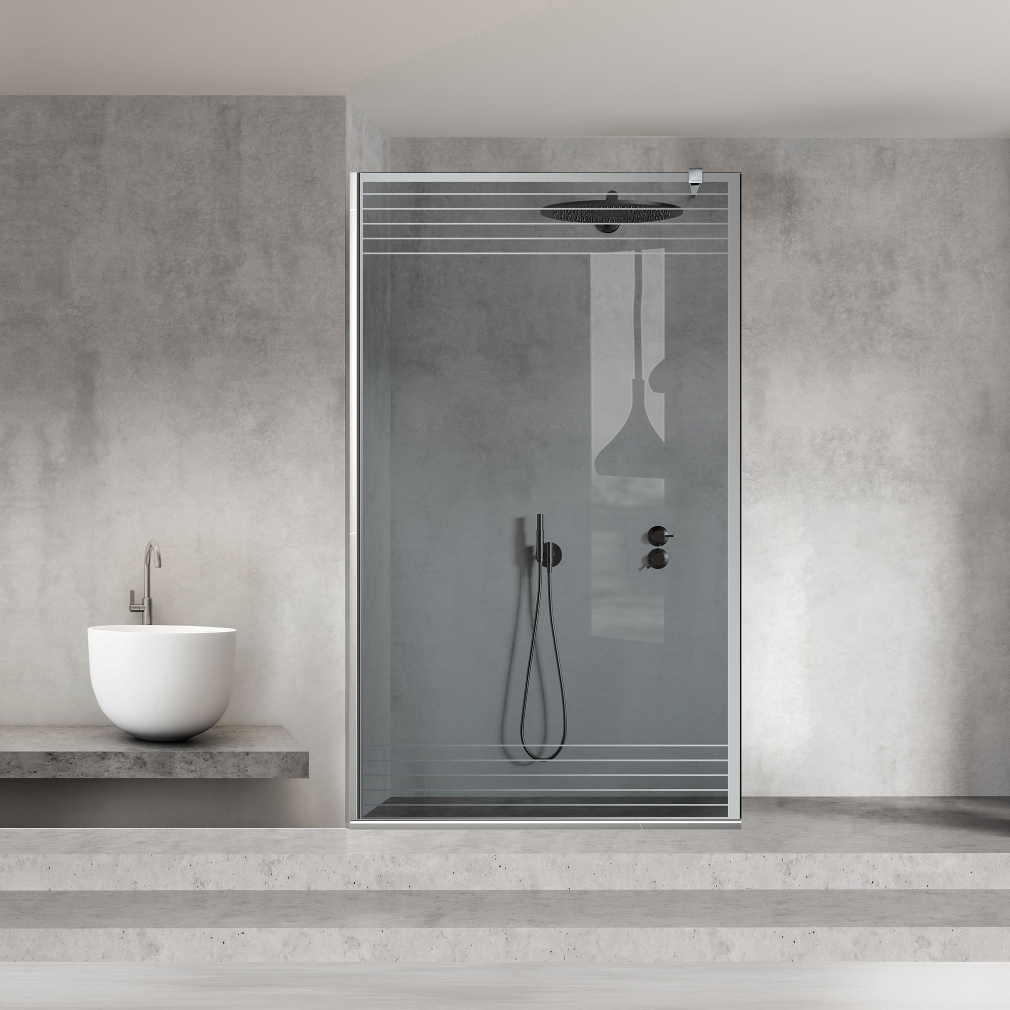 Paravan dus Walk-in, Perete dus Inox, #Gri #Szürke