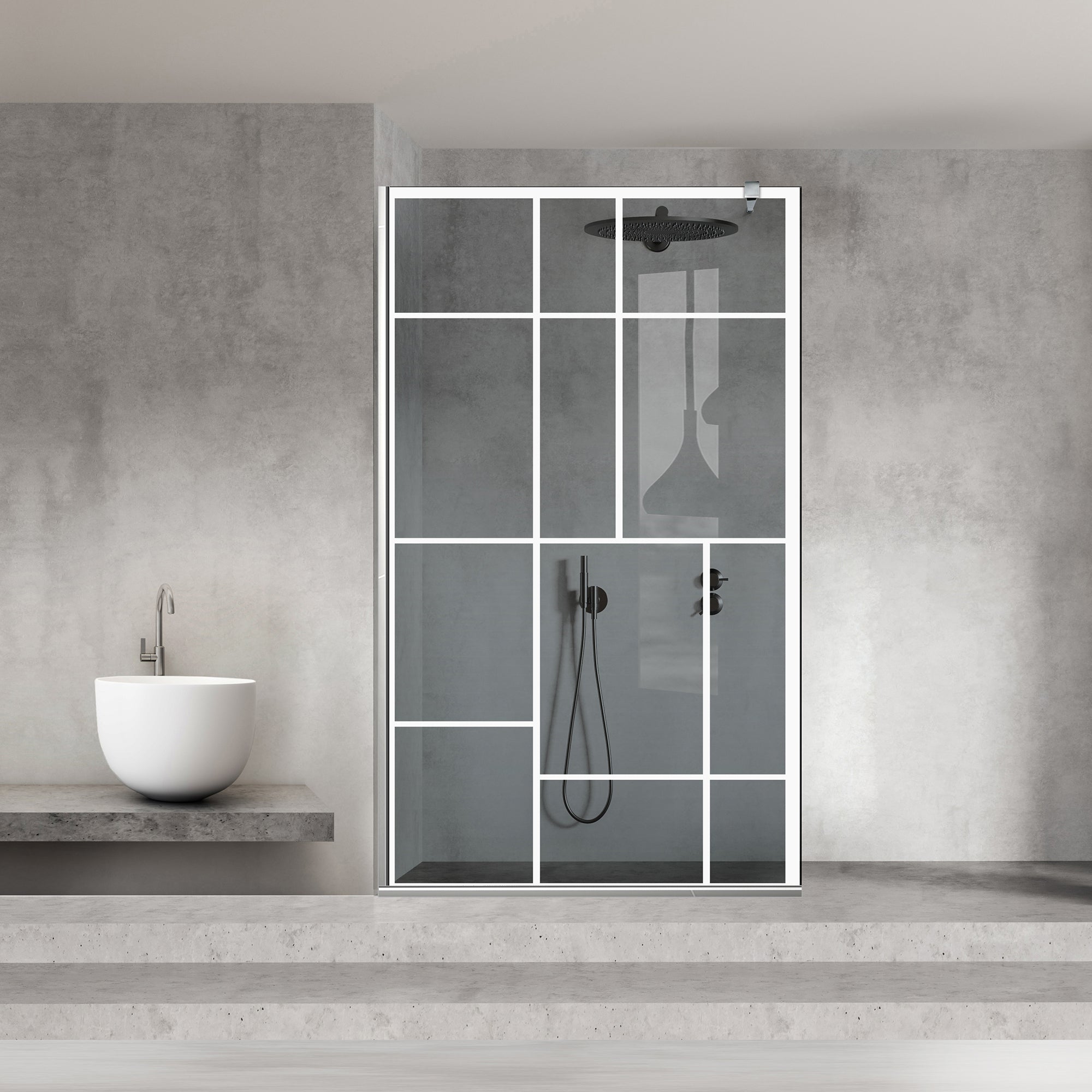 Paravan dus Walk-in, Perete dus Inox, #Gri #Szürke