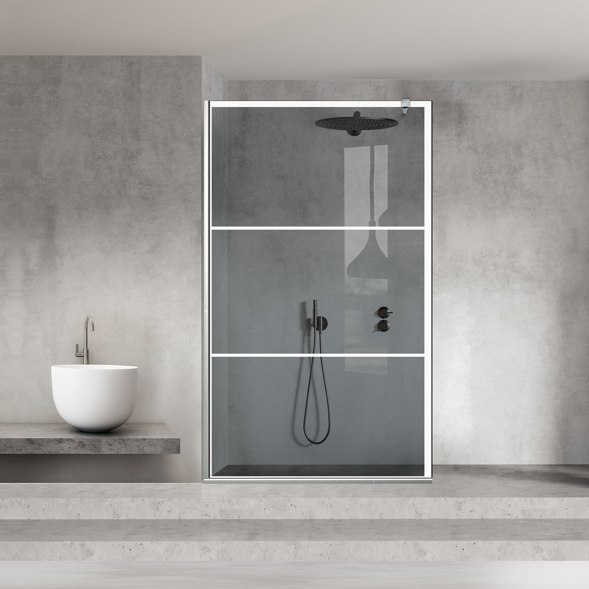 Paravan dus Walk-in, Perete dus Inox, #Gri #Szürke
