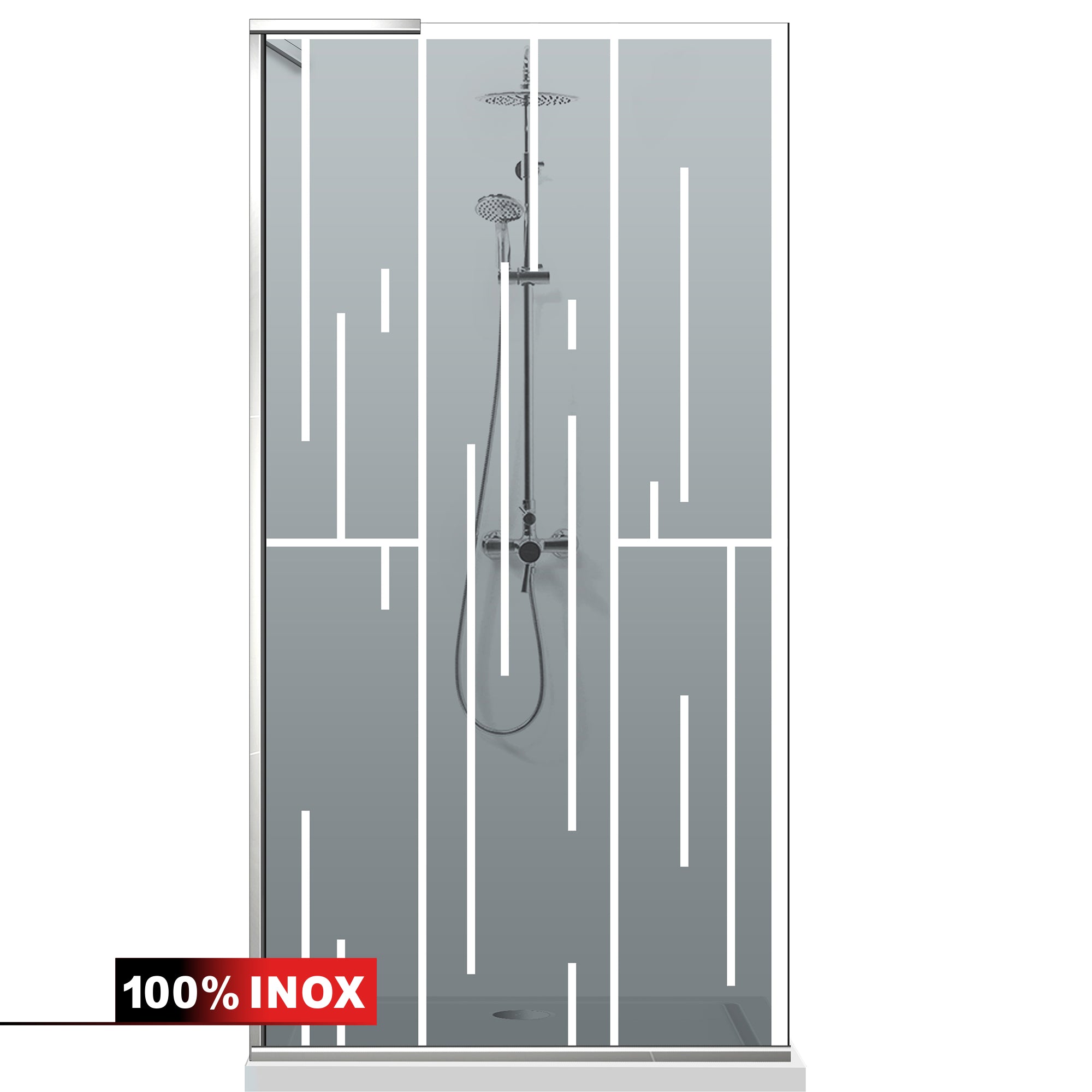 Paravan dus Walk-in, Perete dus Inox, #Gri #Szürke