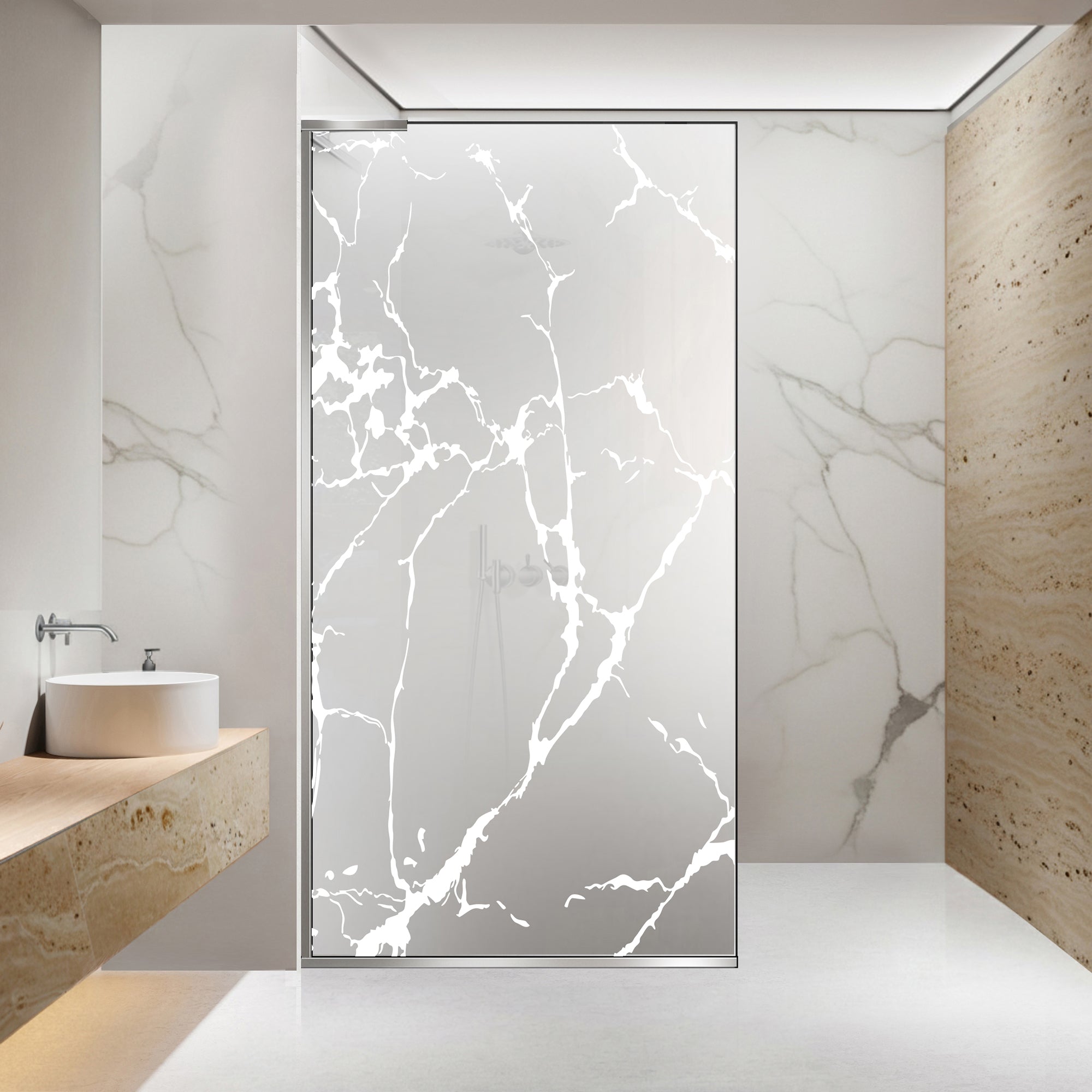 Paravan dus Walk-in, Perete dus Inox, #Mat #Matt