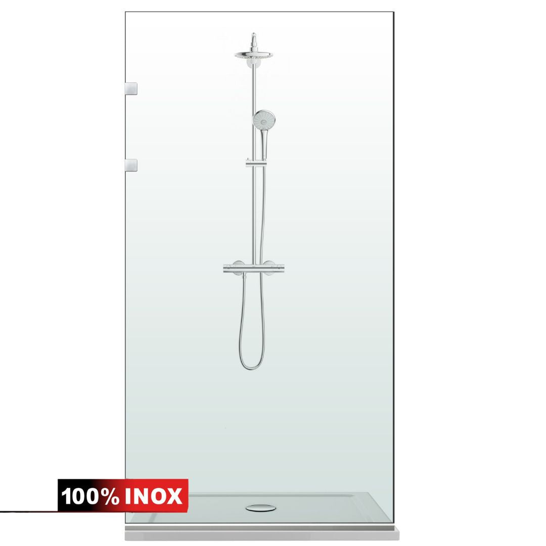 Paravento doccia walk-in Aqua Elegance ® INOX, ferramenta completamente in acciaio inox, vetro chiaro, temperato