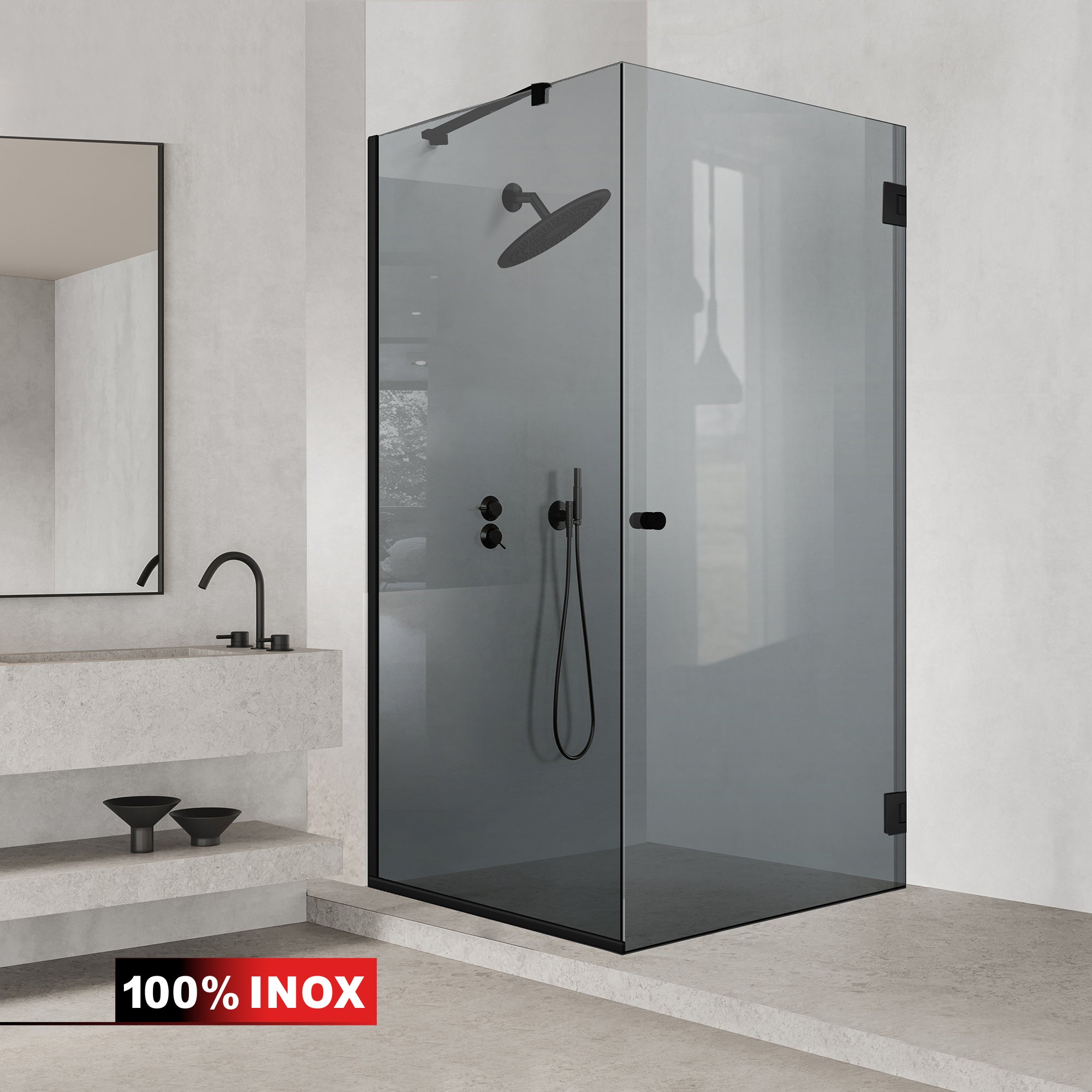 Cabina doccia con porta battente #Grigio