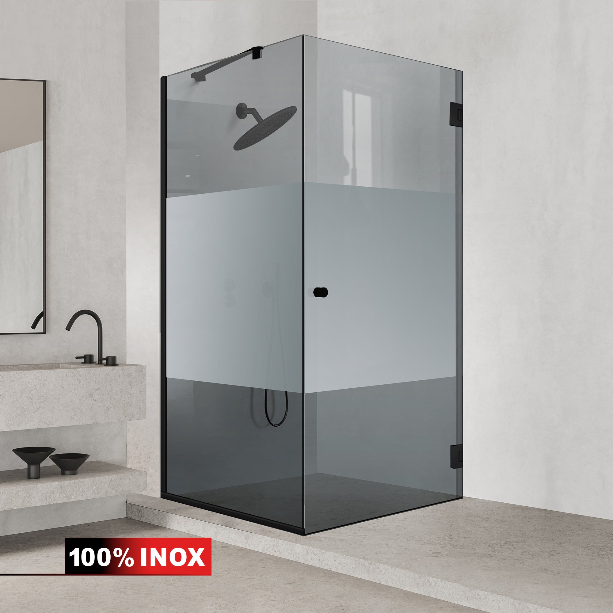 Shower enclosure with swing door #Grey