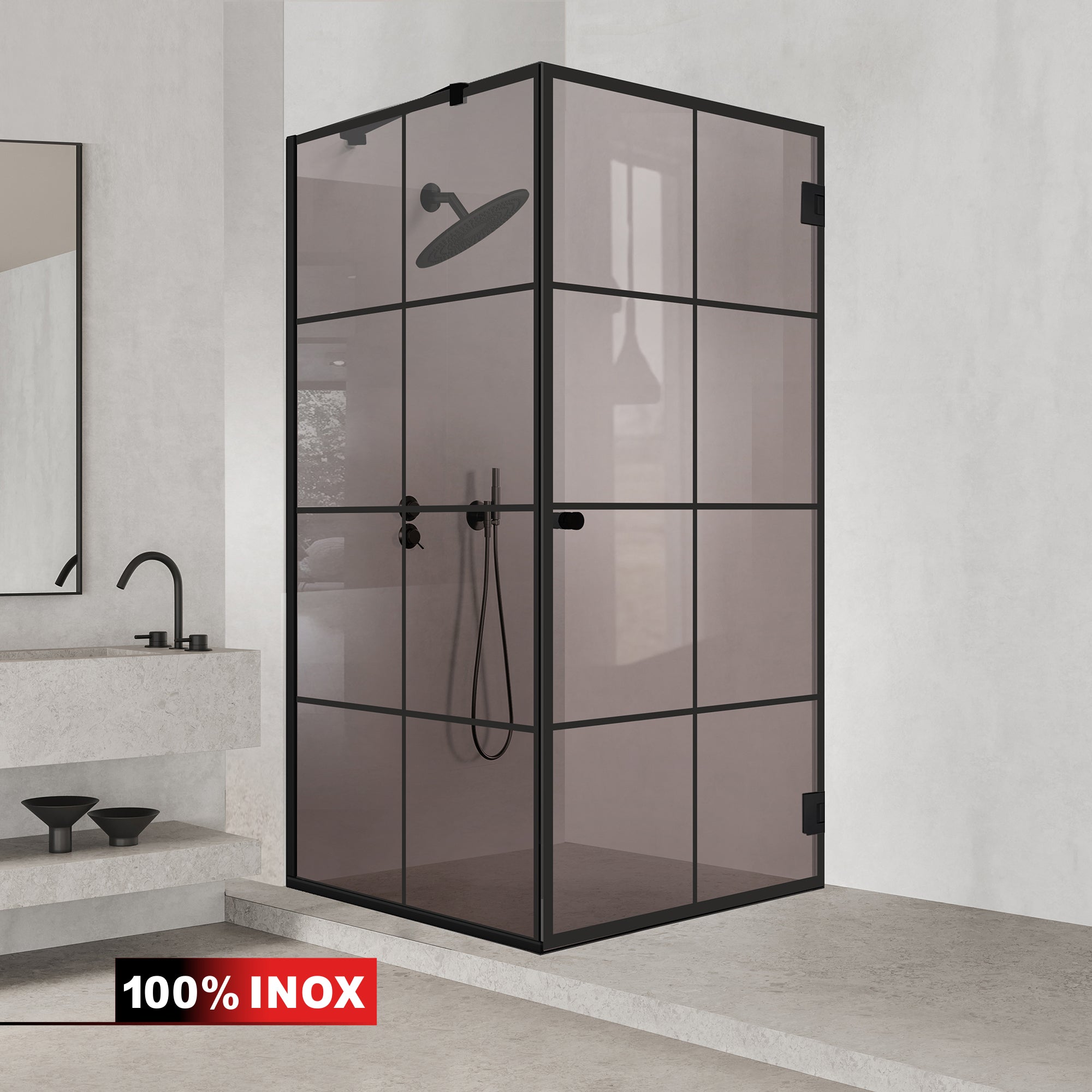 Cabina doccia con porta battente #Bronzo