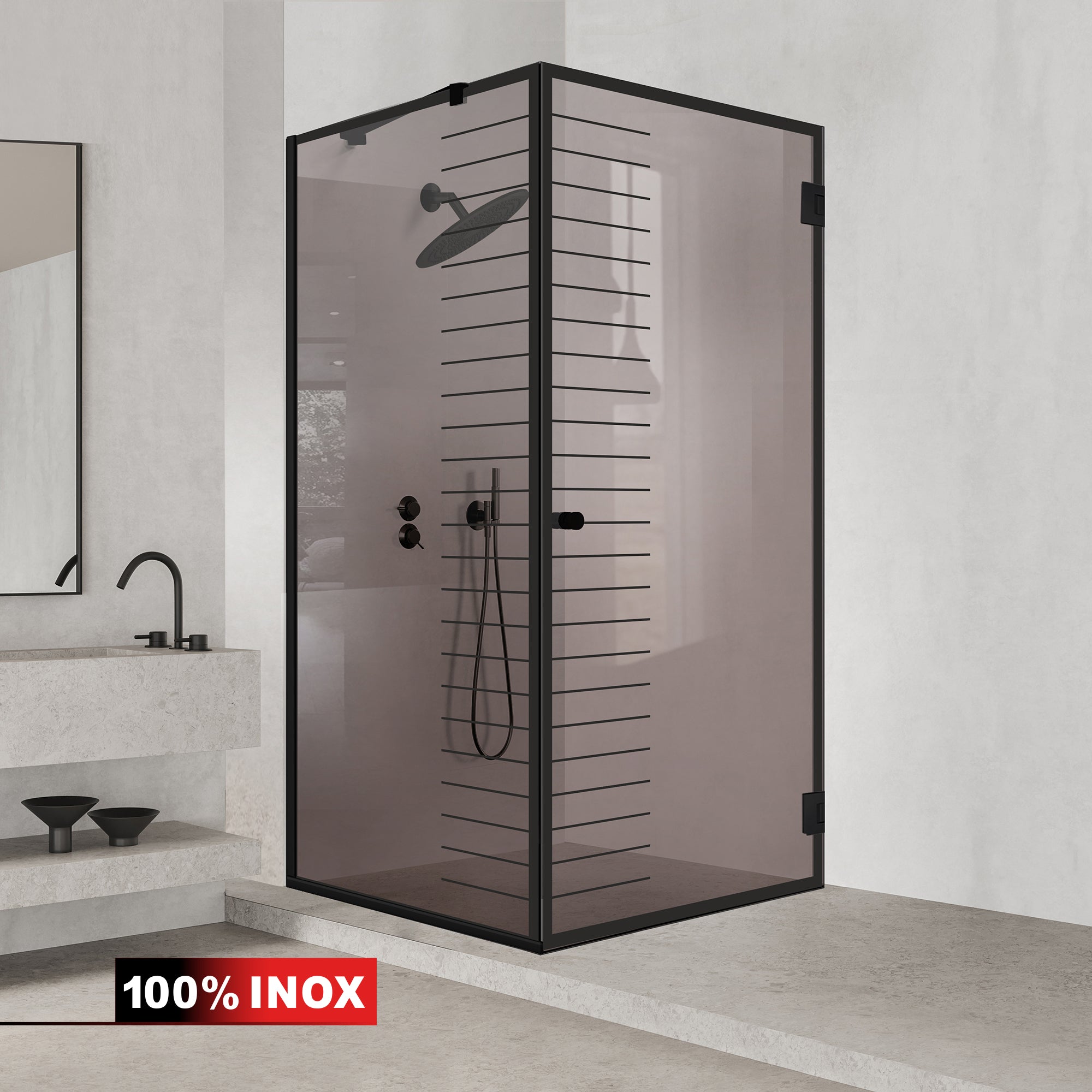Cabina doccia con porta battente #Bronzo