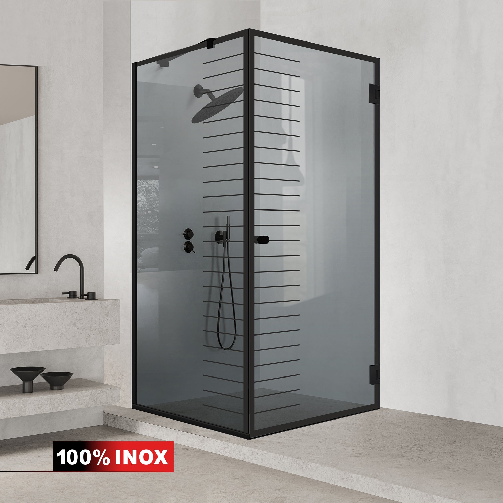 Cabina doccia con porta battente #Grigio