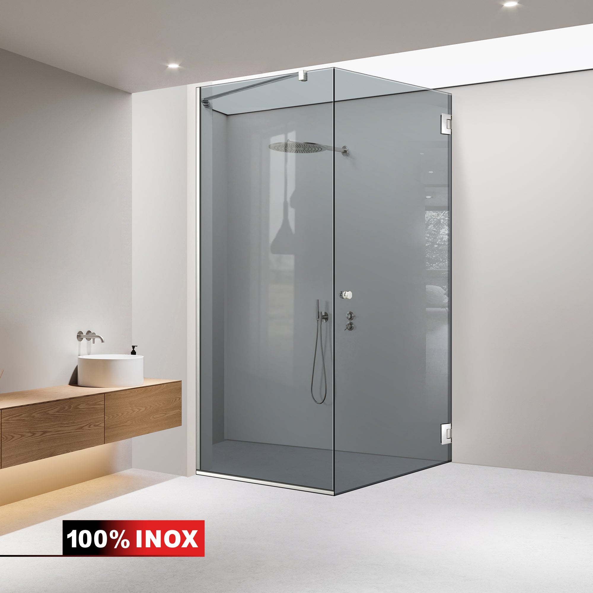 Cabina doccia con porta battente #Grigio