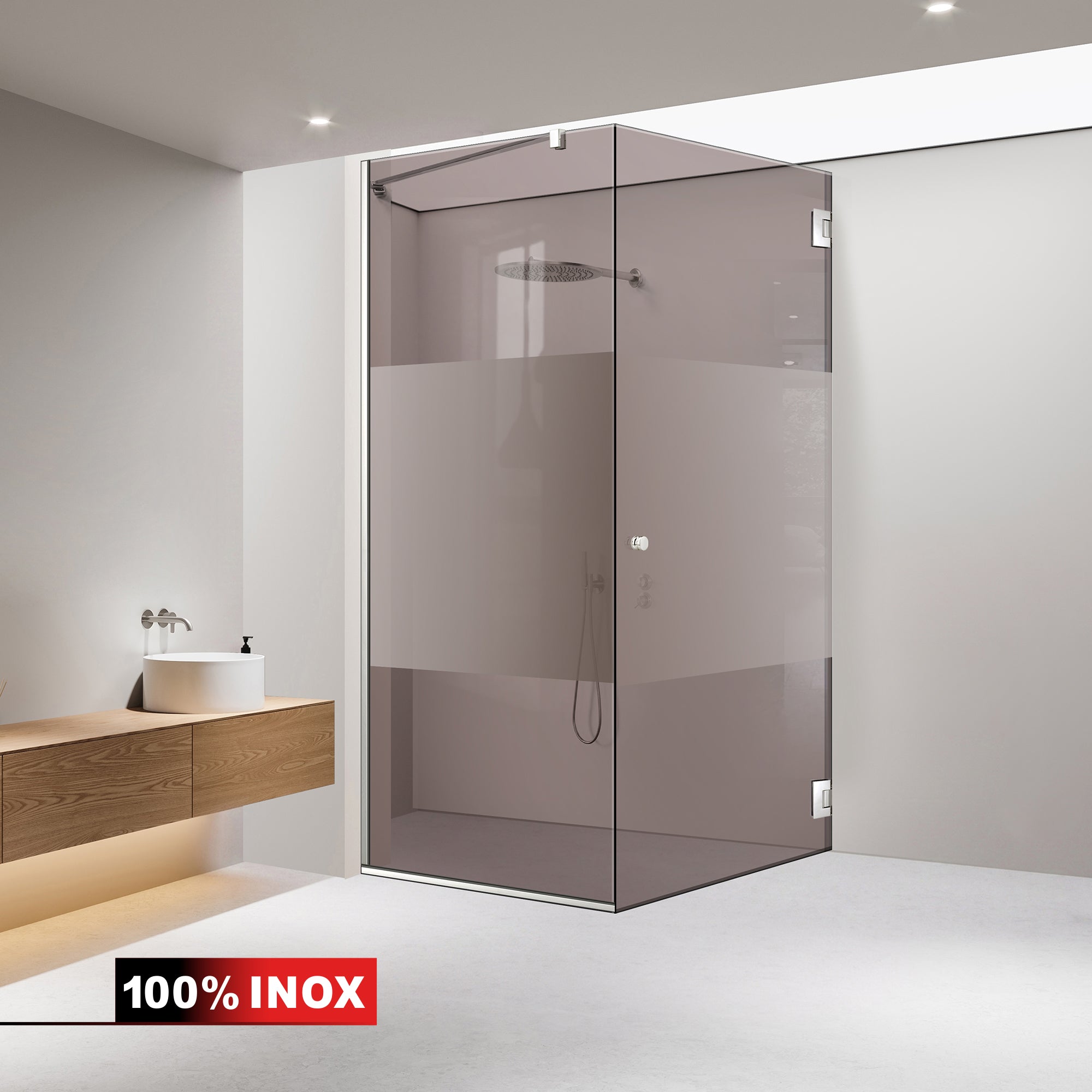 Cabina doccia con porta battente #Bronzo