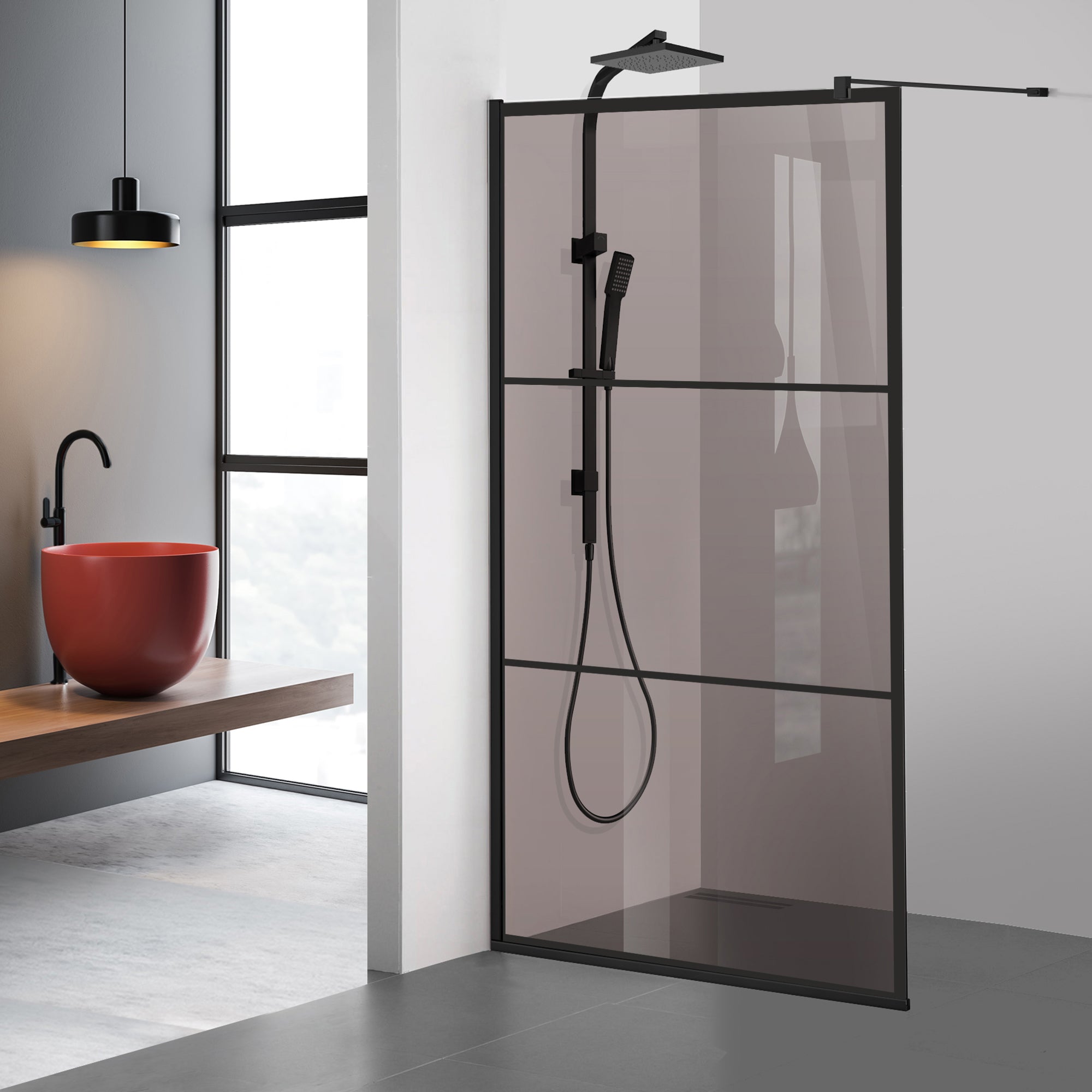 Paravan dus Walk-in, Perete dus Negru, #Bronz #Bronz