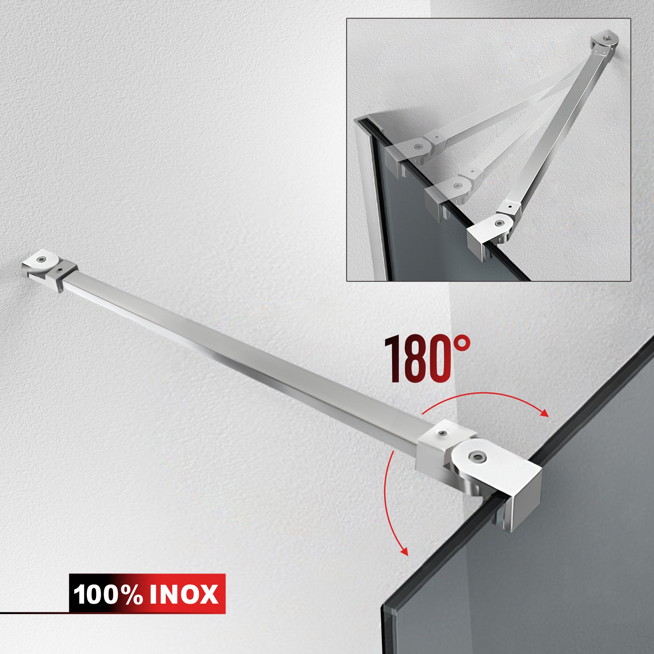 Paravan dus Walk-in, Perete dus Inox, #Gri #Szürke