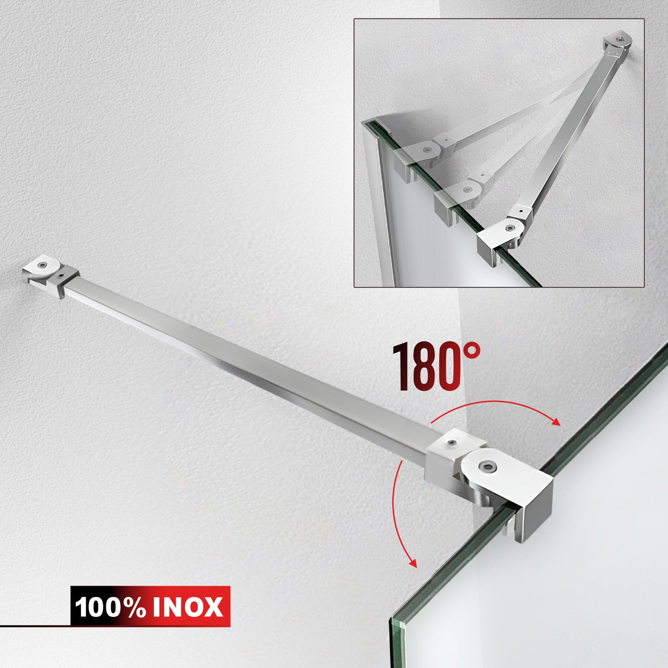 Paravan dus Walk-in, Perete dus Inox, #Mata #Matt