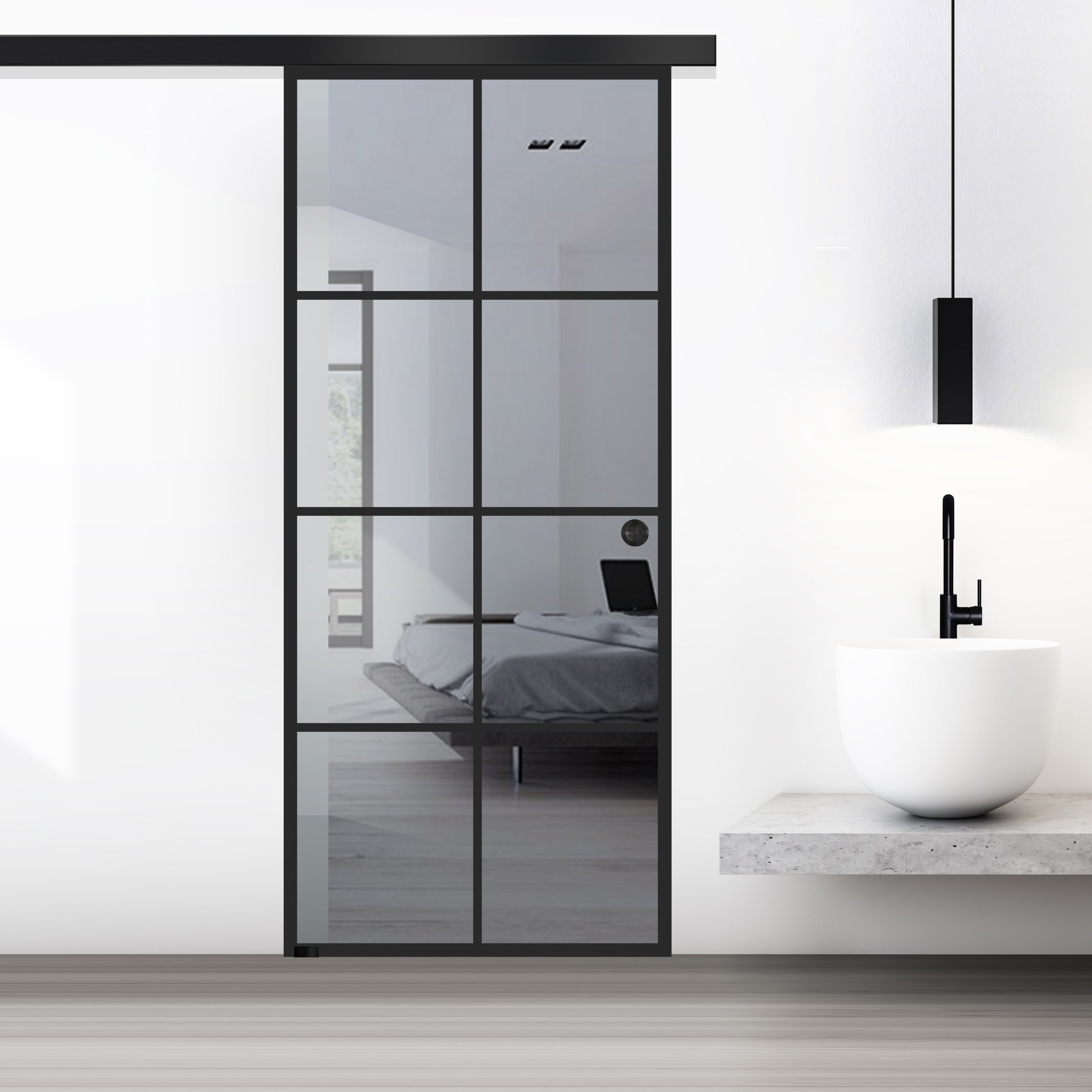 Usa sticla glisanta, Usa sticla interioara #Gri