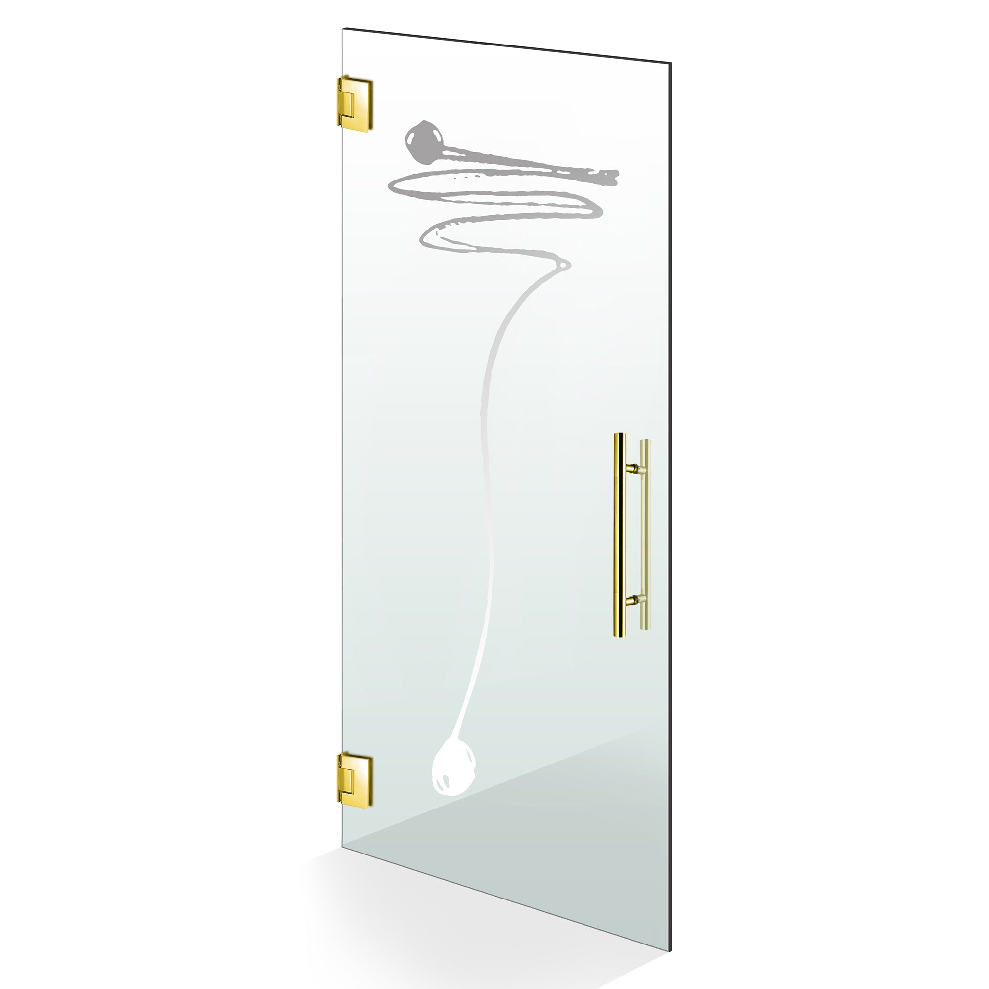 Porta in vetro battente oro, #Trasparente