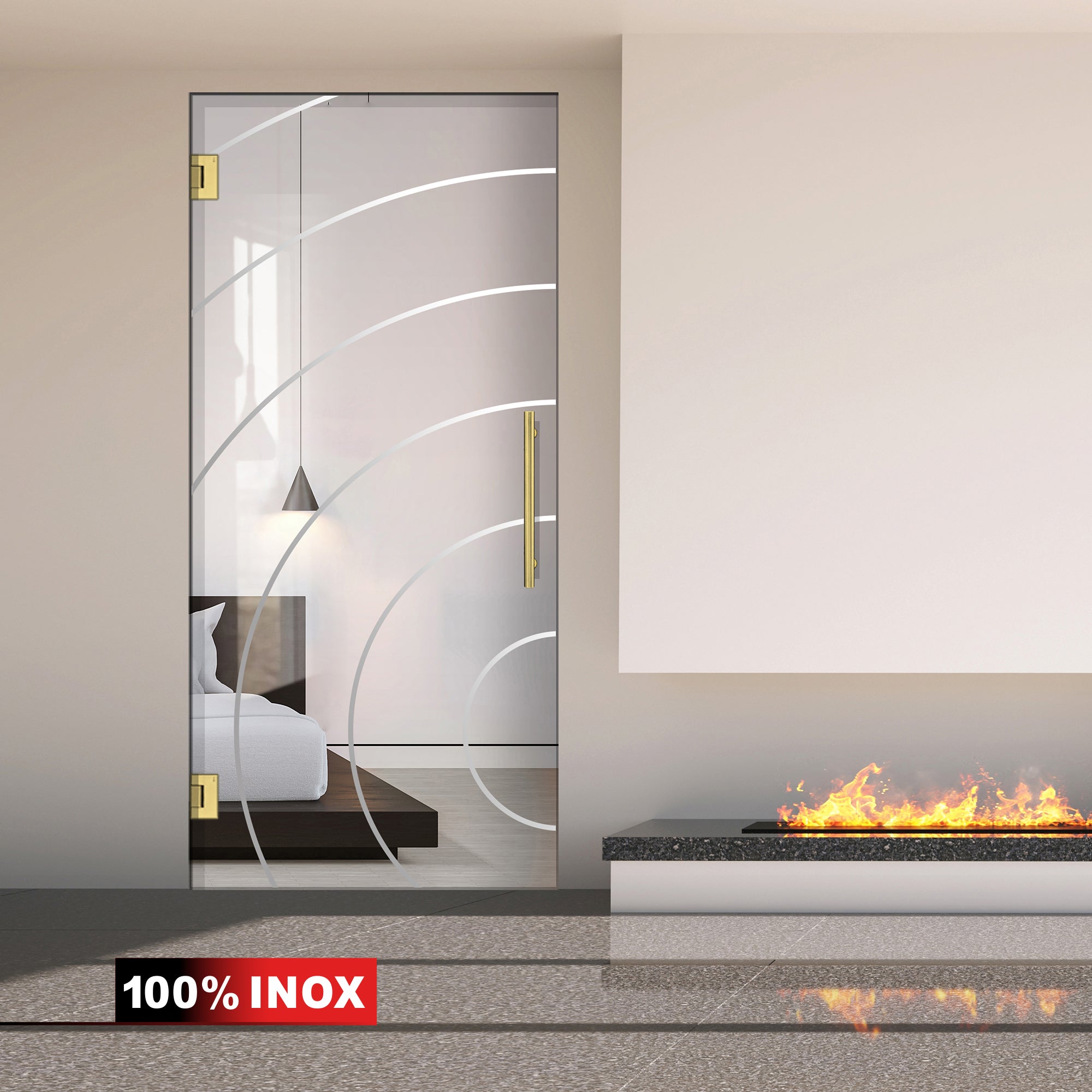 Hinged glass door gold, #Clear