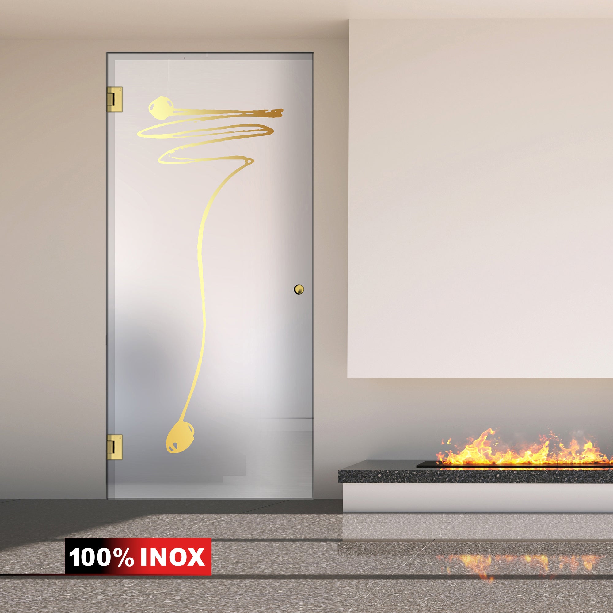 Porta in vetro battente oro, #Satinato
