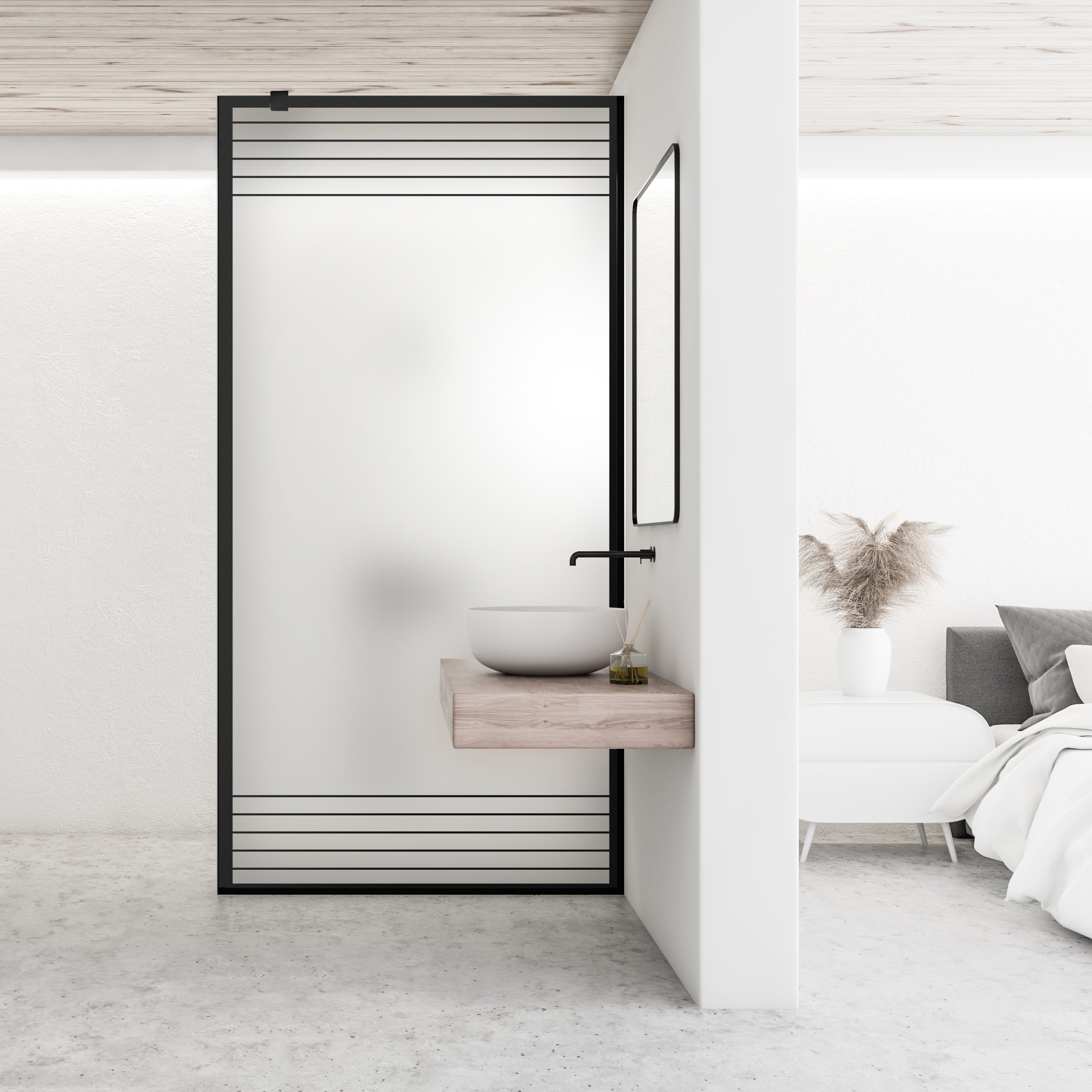 Paravan dus Walk-in, Perete dus Negru, #Mat #Matt